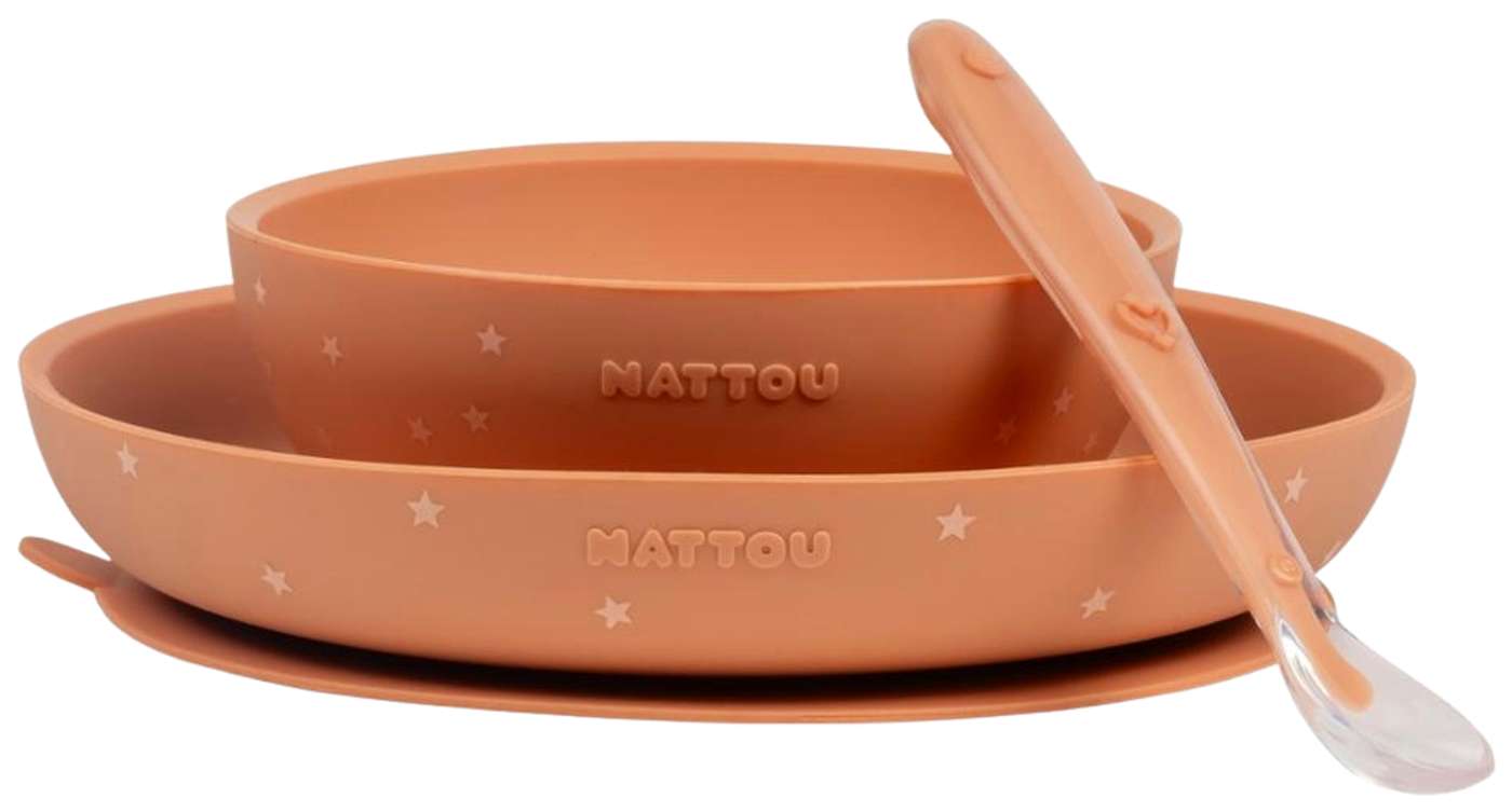 Детская посуда Nattou 3 предмета, терракота