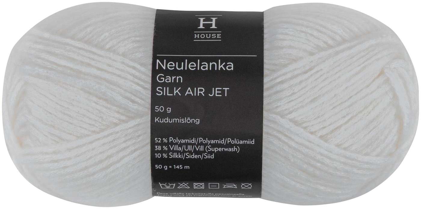 Домашняя пряжа Silk Air Jet 50 г Белый 208 (цвет белый)