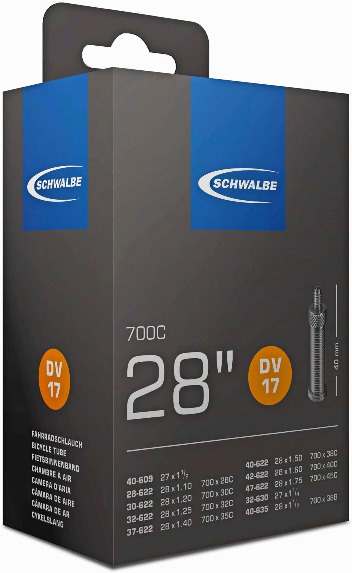 Велосипедная внутренняя покрышка Schwalbe 28" 28 / 47-622 / 635 dv17 40мм (цвет Черный)