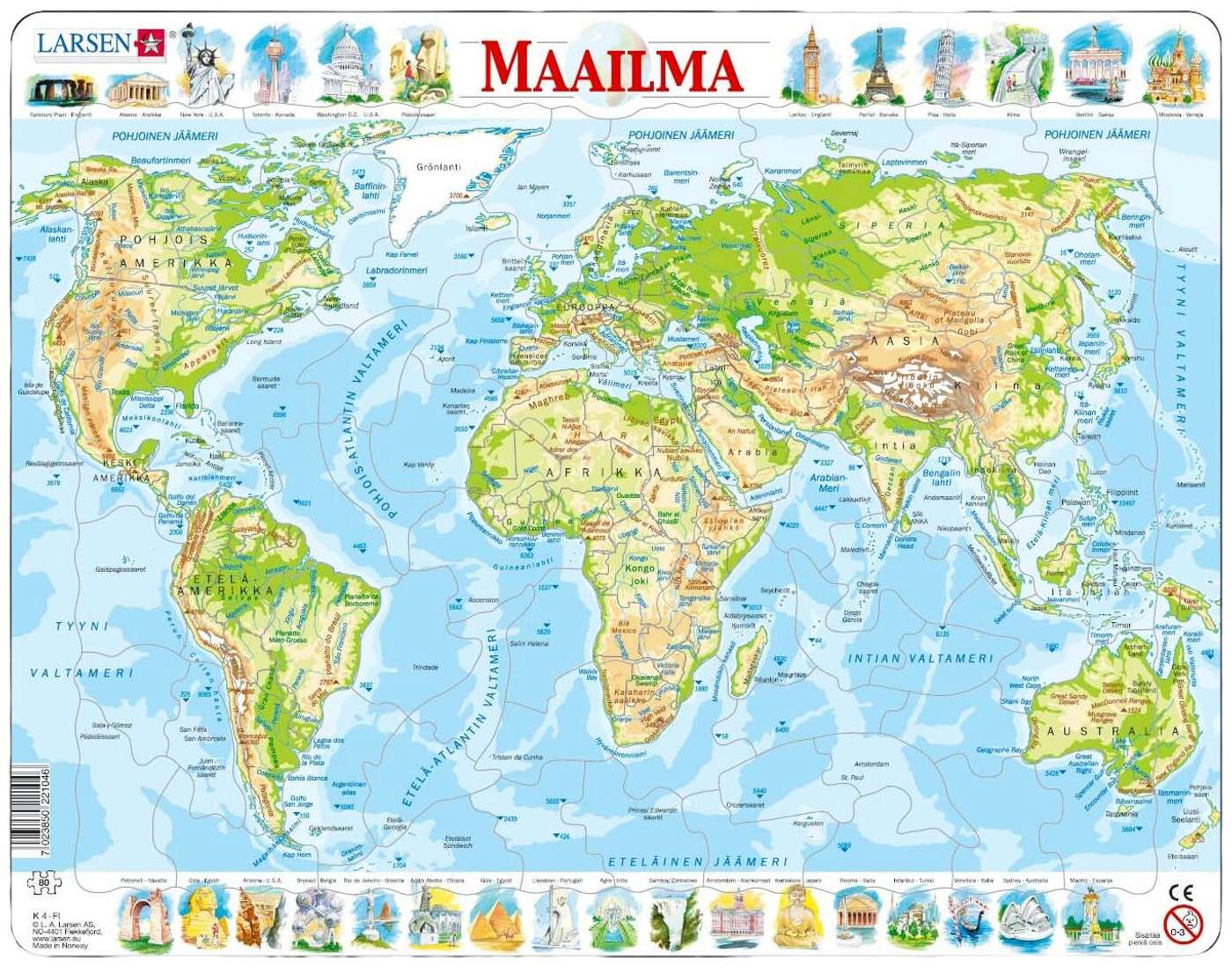 Пазл Ларсена Карта мира Maxi 80 возвращается