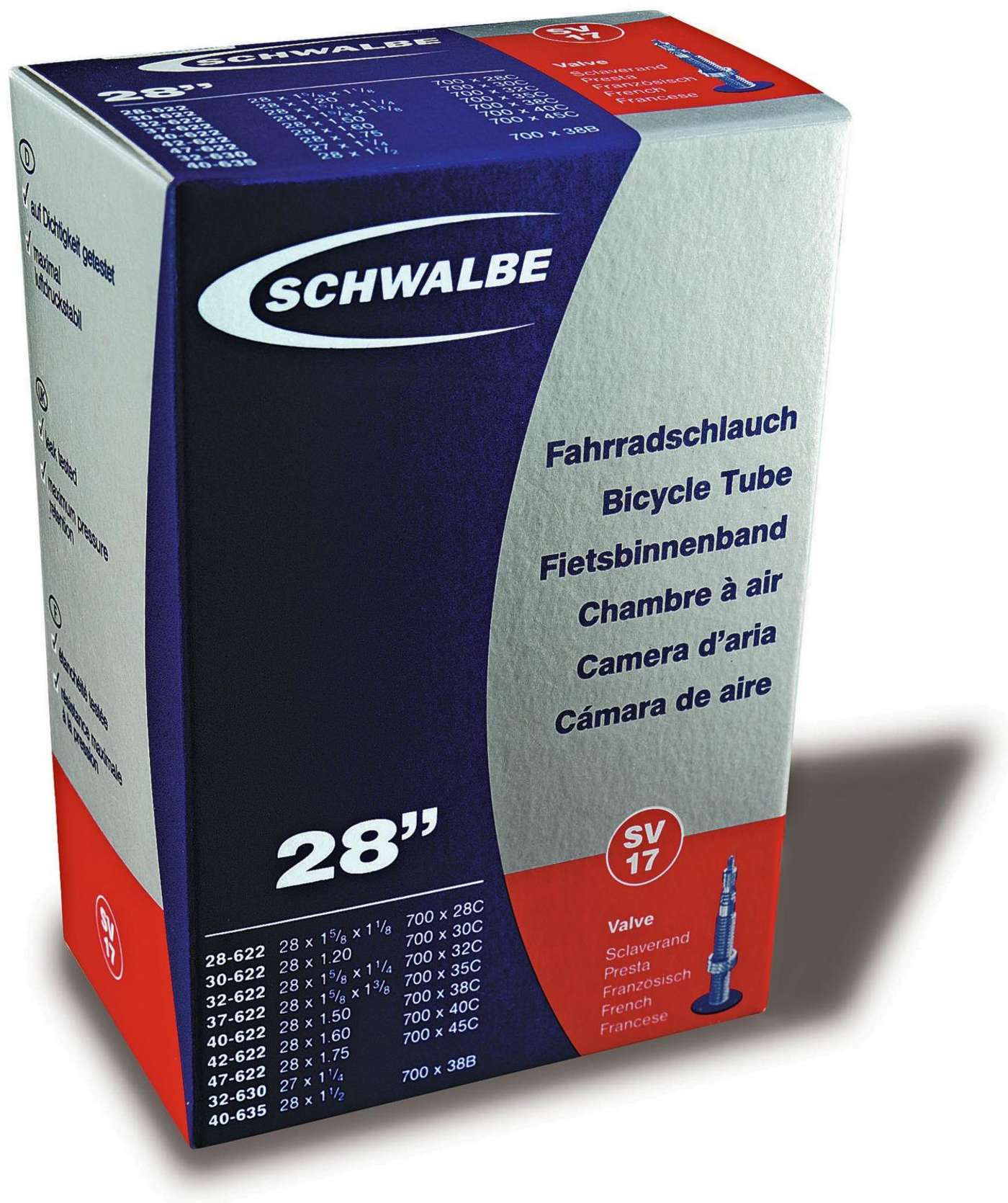 Велосипедная внутренняя покрышка Schwalbe 28 дюймов 28 / 47-622 / 635 sv17 40 мм (цвет Черный)