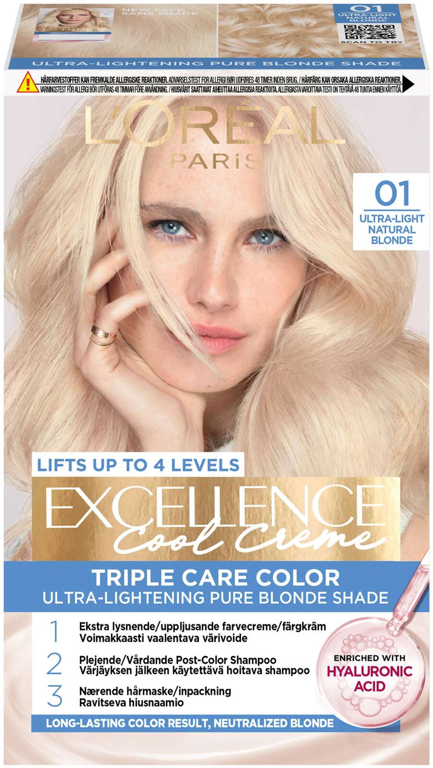 L'Oréal Paris Excellence Creme 01 Blonde Supreme Very Bright Blonde перманентный цвет 1шт (цвет Блондинка Верховный)
