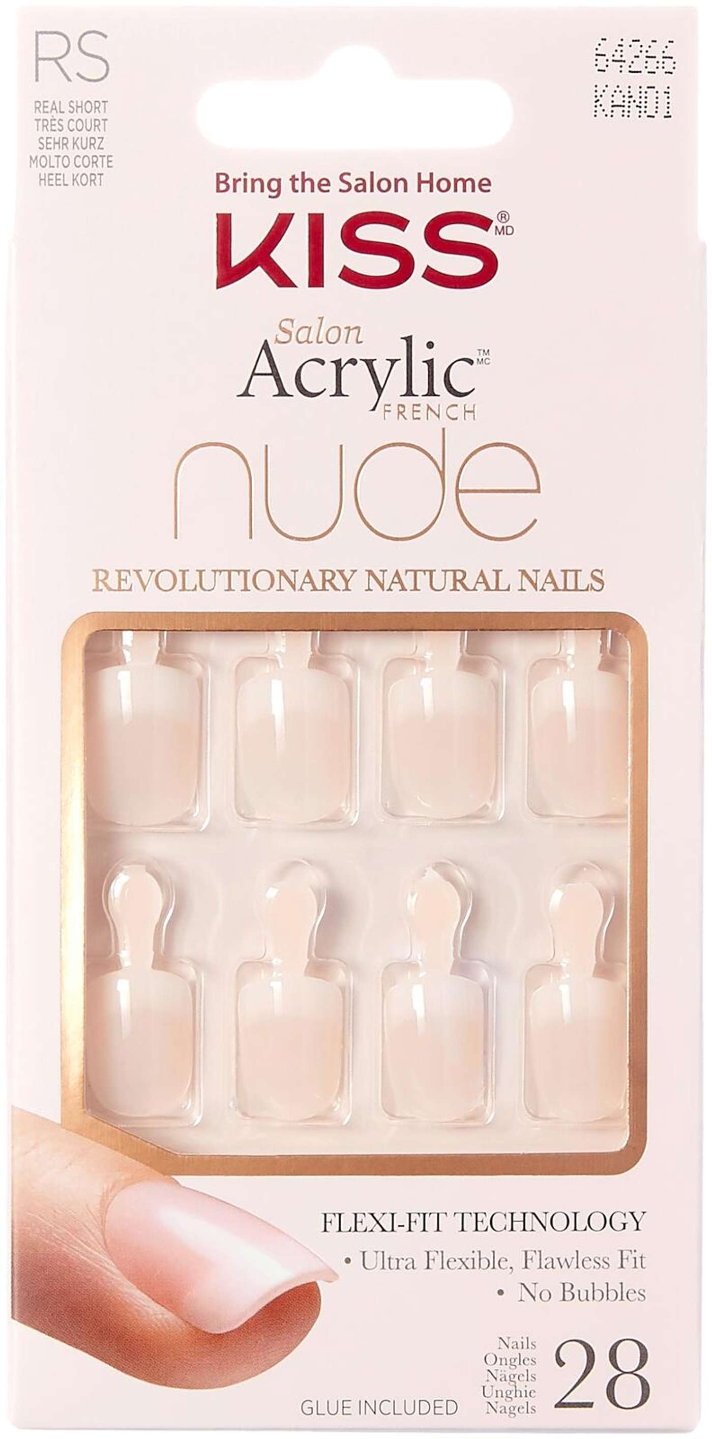 Набор для ногтей Kiss Nails Salon Acrylic Nude French, 28 шт. , KAN01