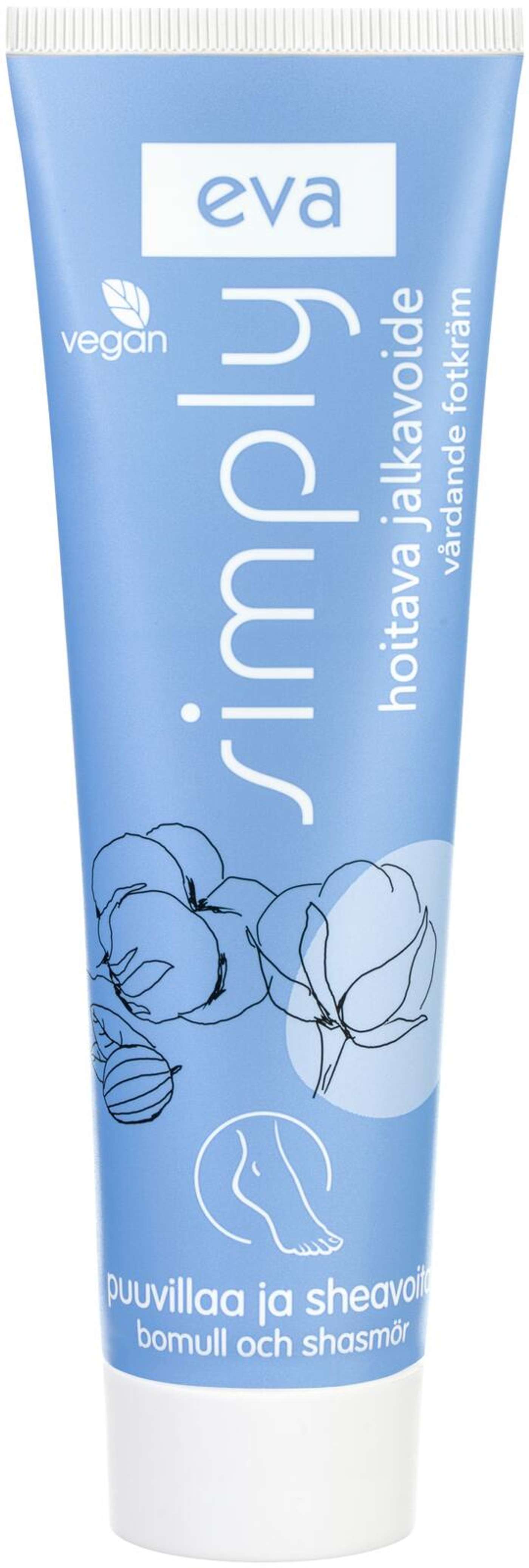 Крем для ног Eva Simply Nourishing, содержит хлопок и масло ши.
