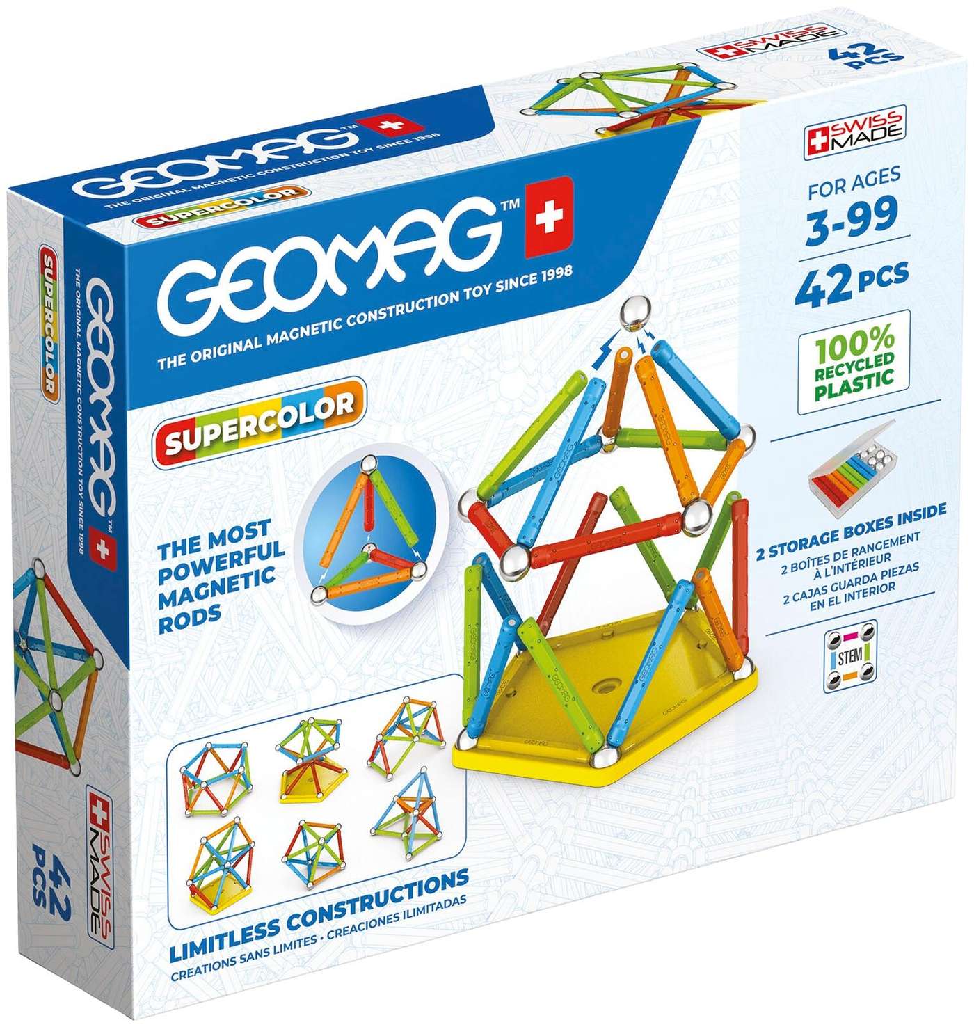 Магнитный конструктор Geomag Supercolor, 42 детали.