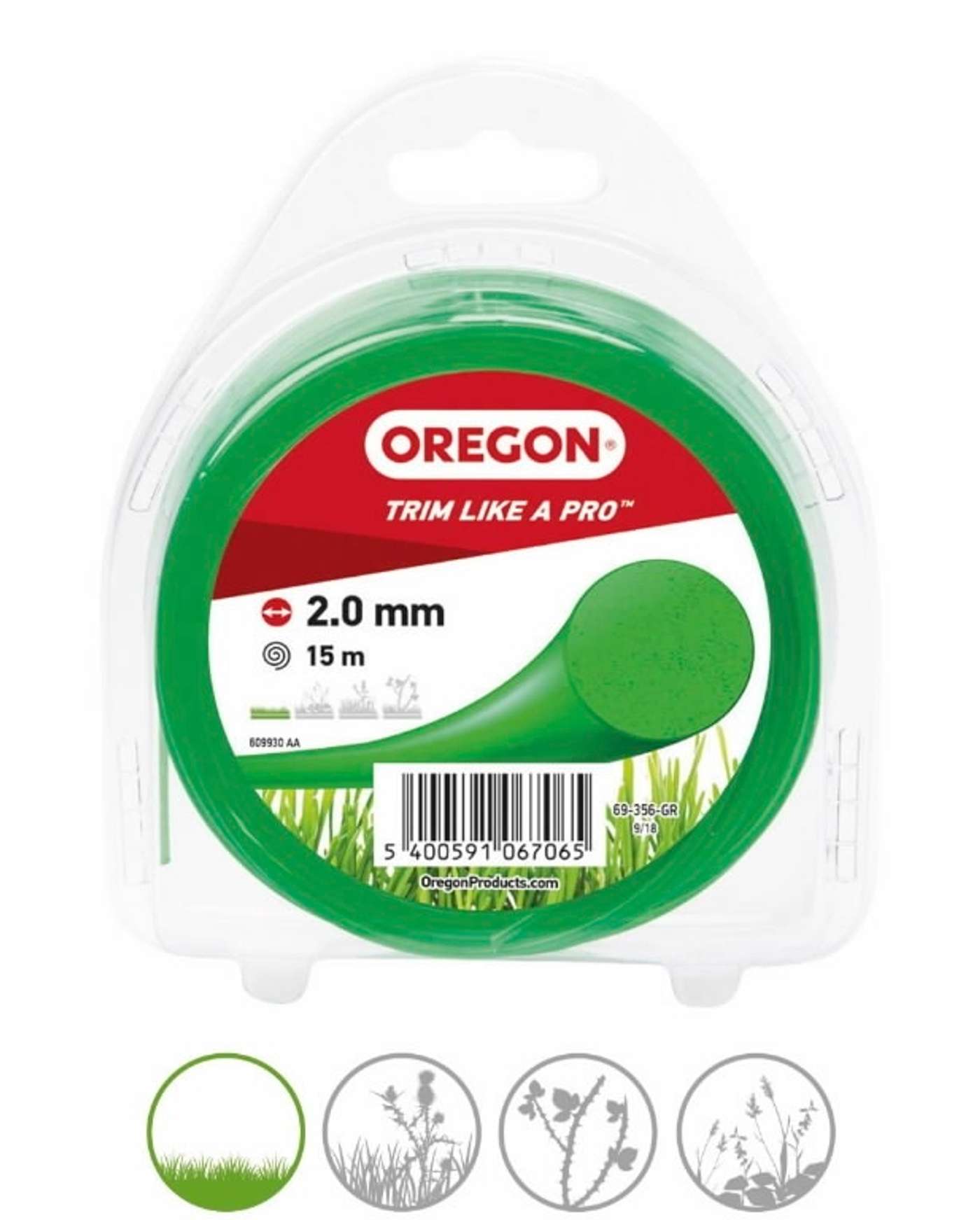 Леска для триммера травы Oregon 2, 0 мм 15 м
