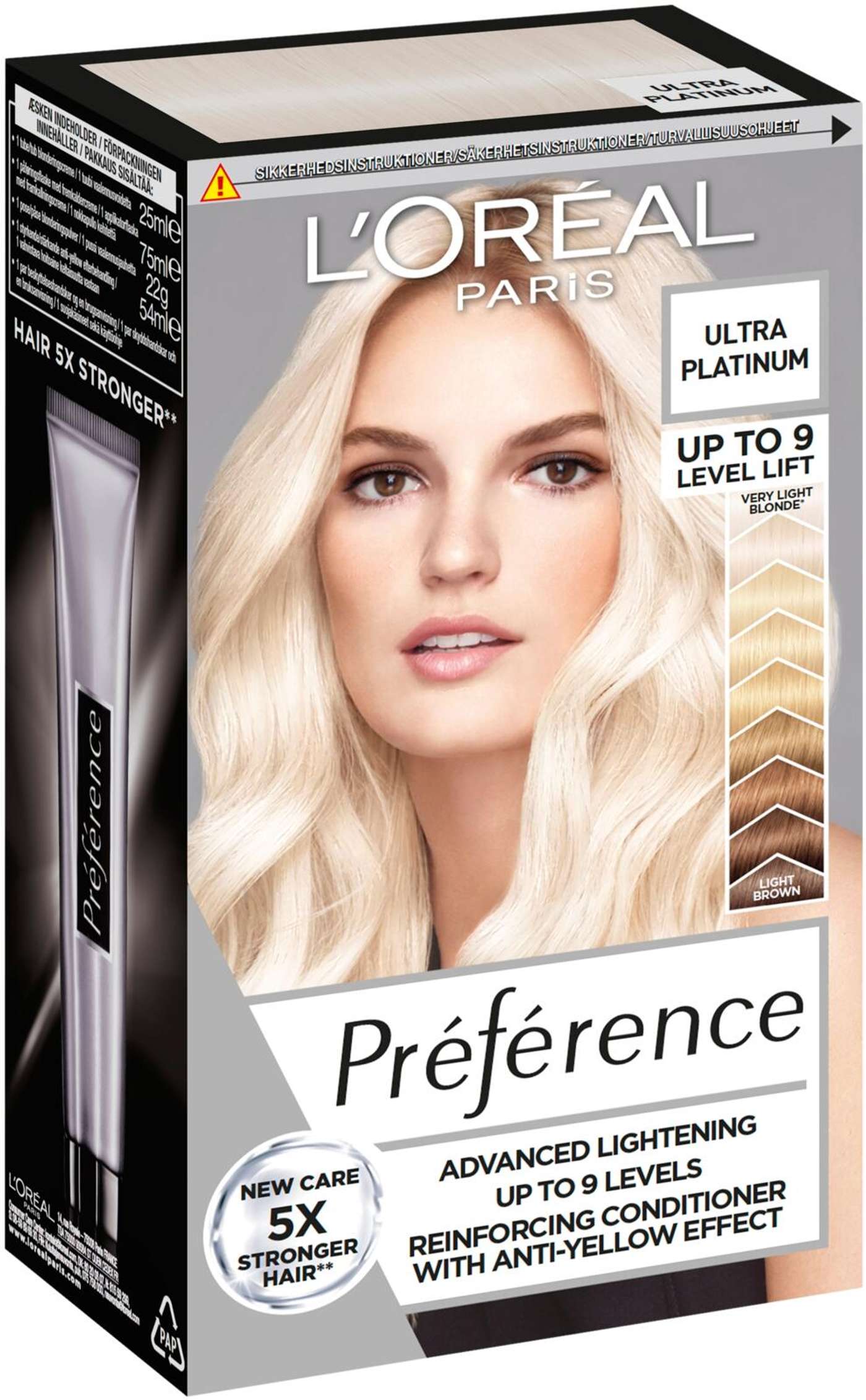 L'Oréal Paris Préférence Le Blonding Ultra Platinum 9 градусов ультрасильное осветление 1шт (цвет Невероятно яркая блондинка)