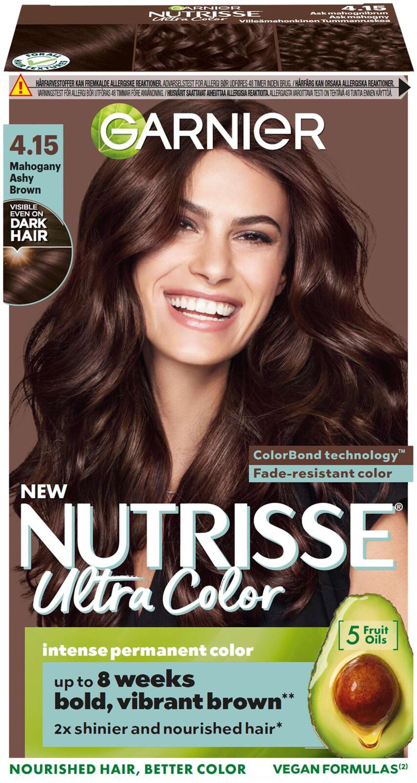 Garnier Nutrisse 4. 15 Ultra Color Cool Mahogany Темно-коричневый перманентный цвет 1шт (цвет Ультра цветное крутое красное дерево)