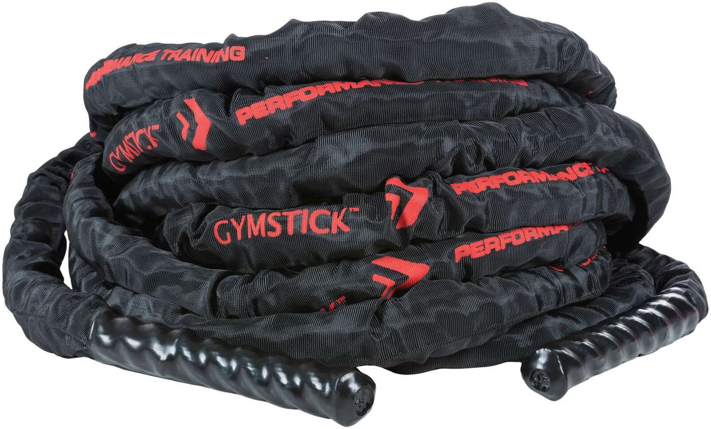 Силовая веревка Gymstick с покрытием (размер 12 М / 3 , 8 СМ, цвет ЧЕРНО-КРАСНЫЙ)