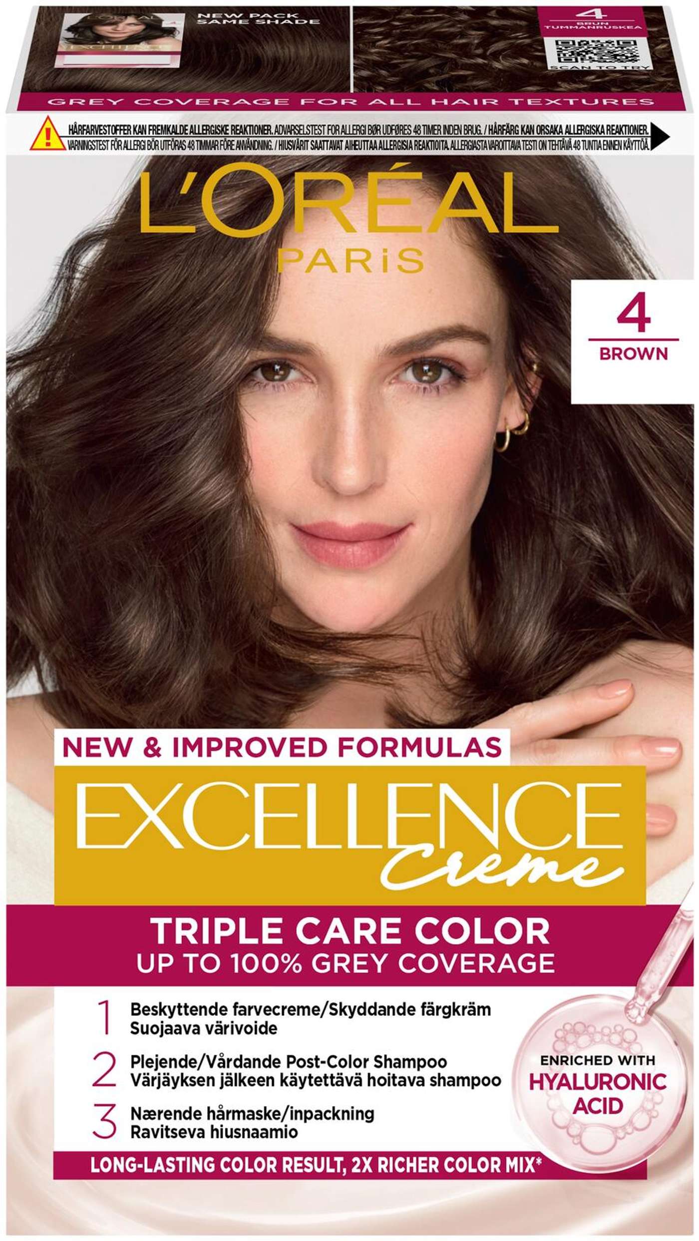 L'Oréal Paris Excellence Creme 4 Коричневый Темно-коричневый перманентный краситель 1шт (цвет Коричневый)