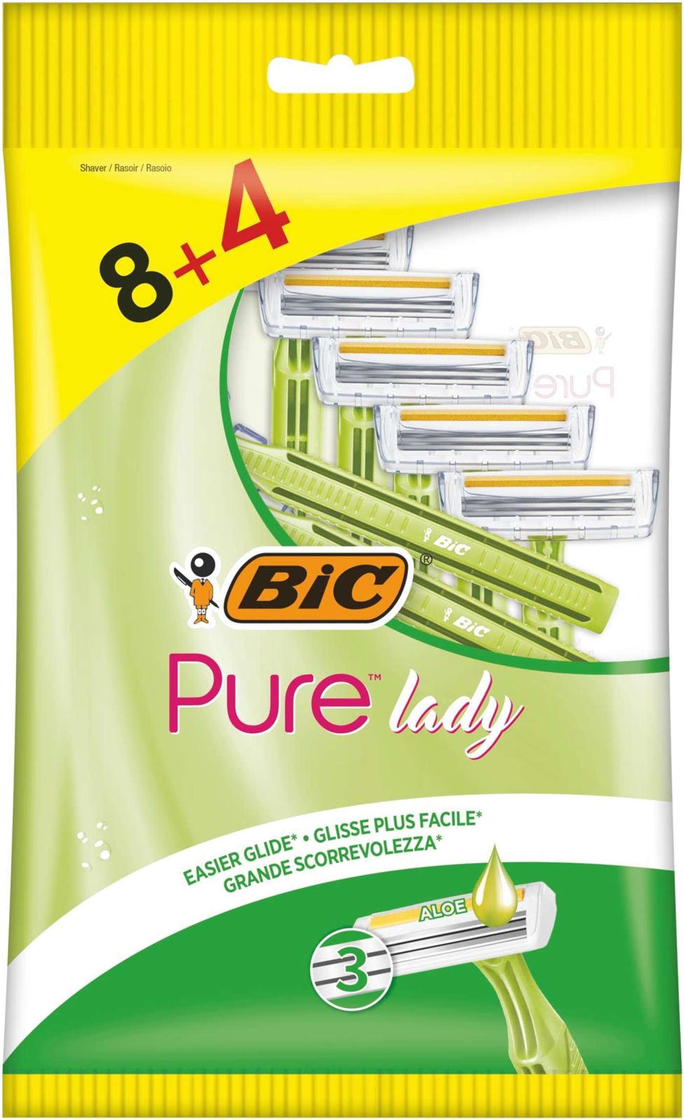 Лезвия с рукояткой BIC Pure 3 Lady 8 + 4 шт.