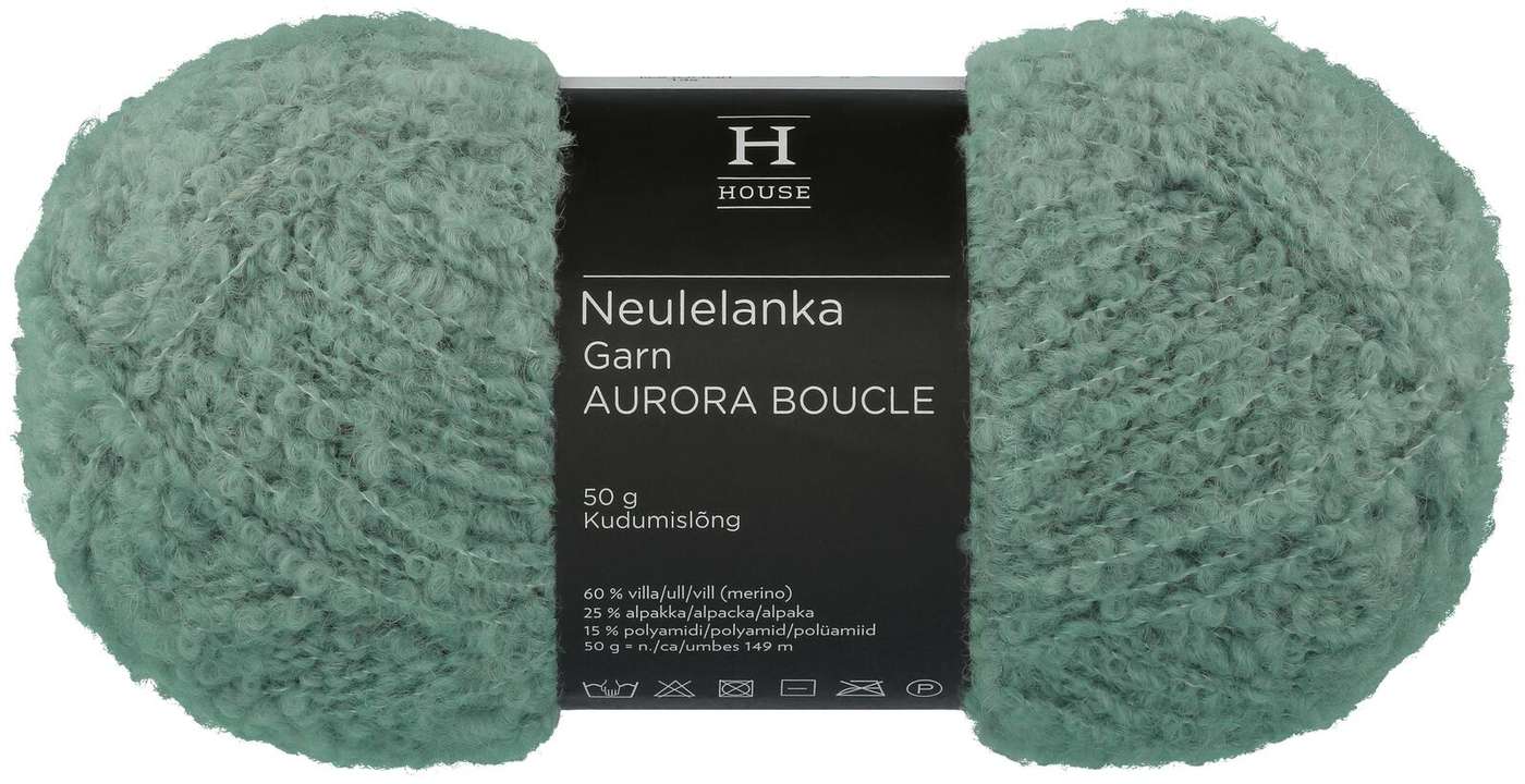 Домашняя пряжа Aurora Boucle 50 г цвета морской волны 11304 (цвет аква-зеленый)