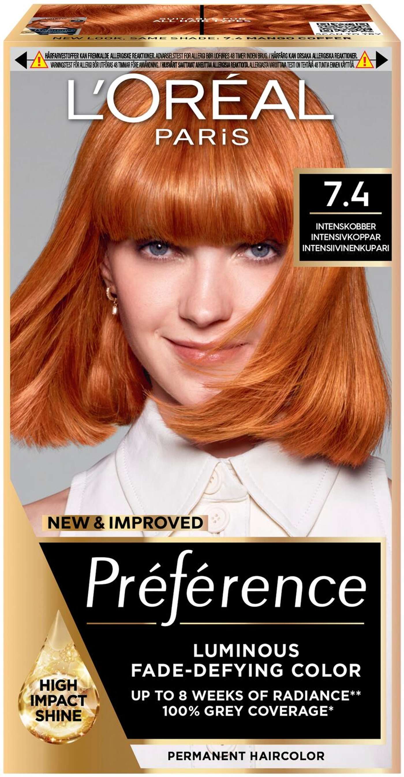 L'Oréal Paris Préférence 7. 4 Манго Медный перманентный цвет для нормальных волос 1 шт. (цвет Манго Медь)