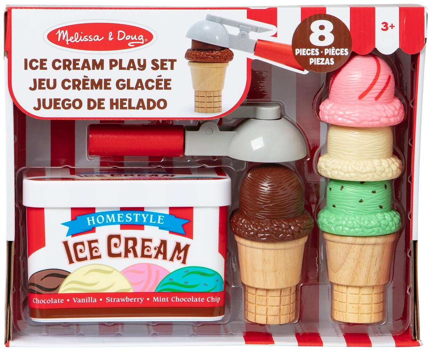 Игровой набор Melissa & Doug: ложка и стопка рожков для мороженого