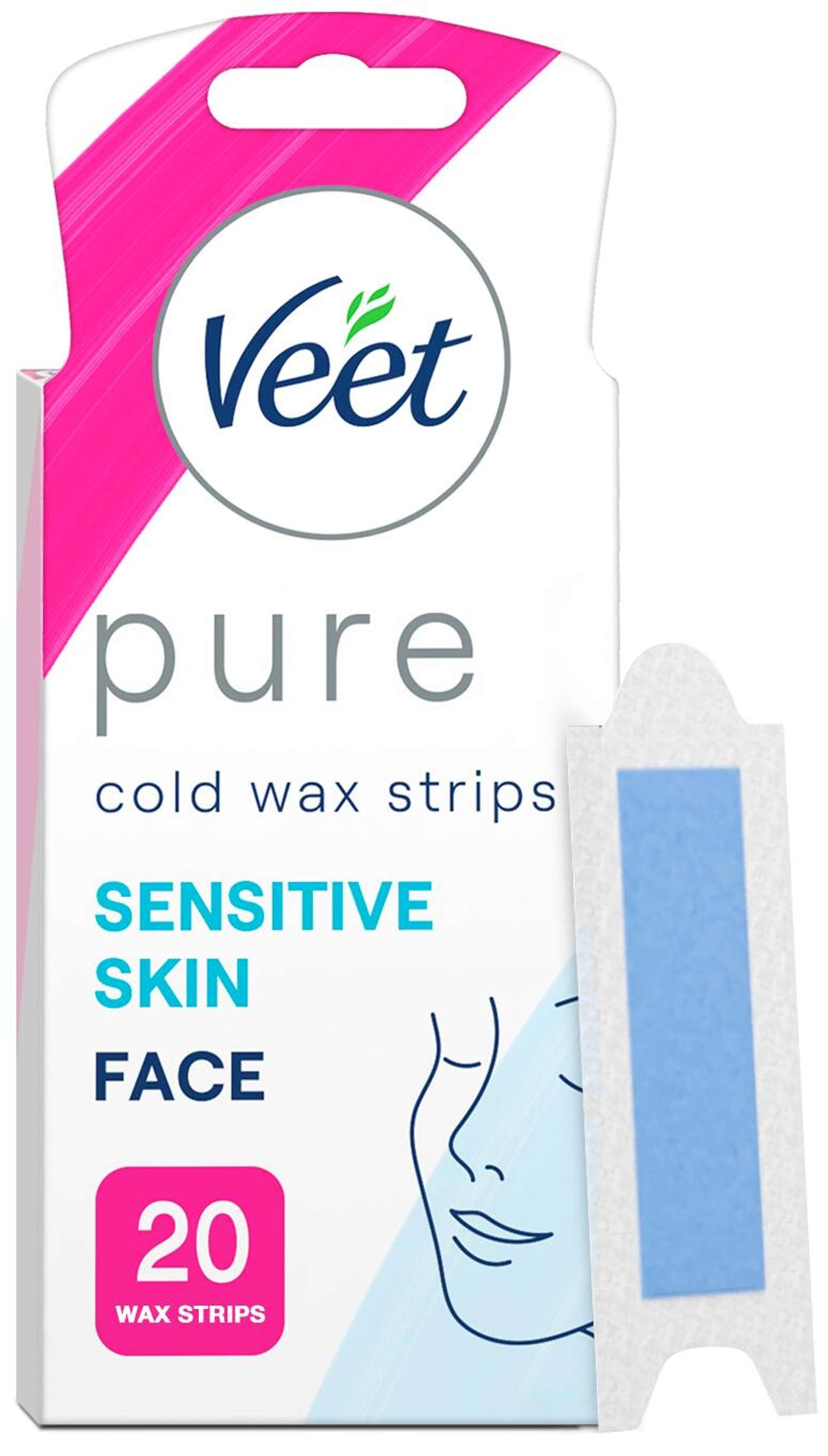 Полоски холодного воска Veet Pure для лица 20 шт.