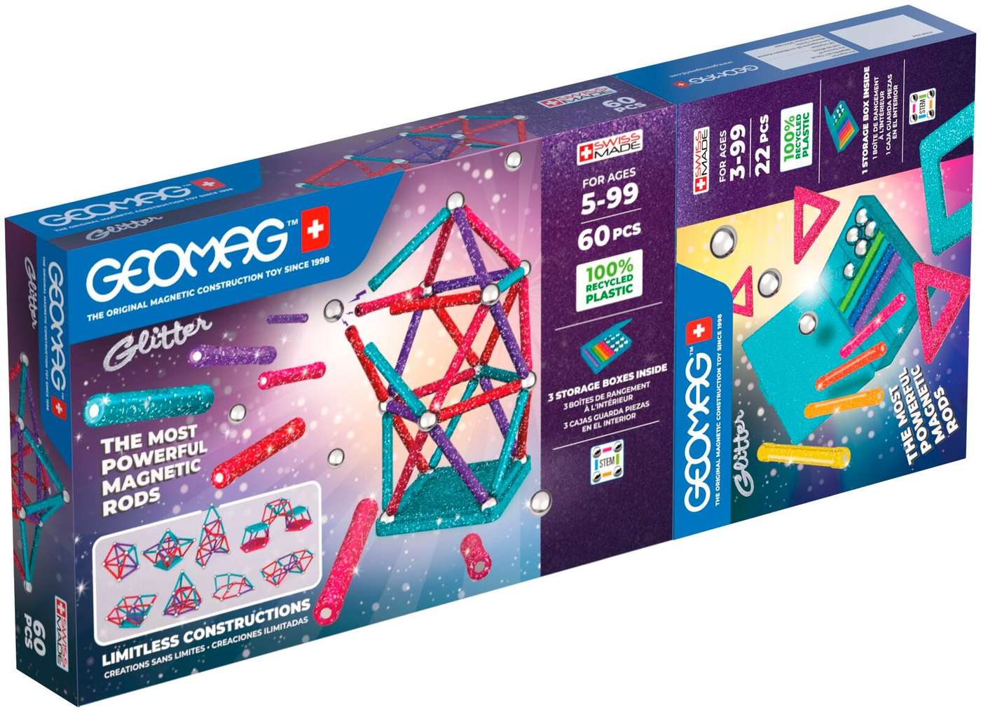 Geomag Glitter Двойной набор магнитов для сборки, 82 детали