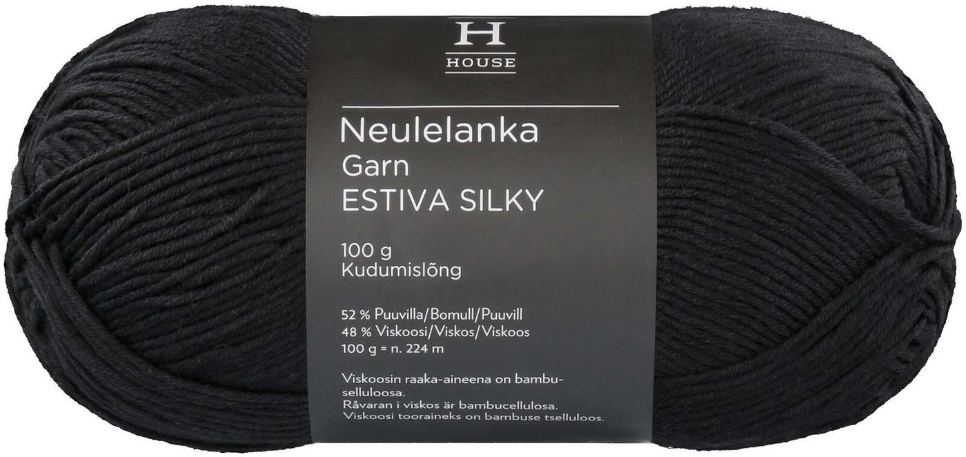 Пряжа домашняя бамбуковая смесовая вискоза-хлопок Estiva Silky 100 г Черный 217 (цвет черный)