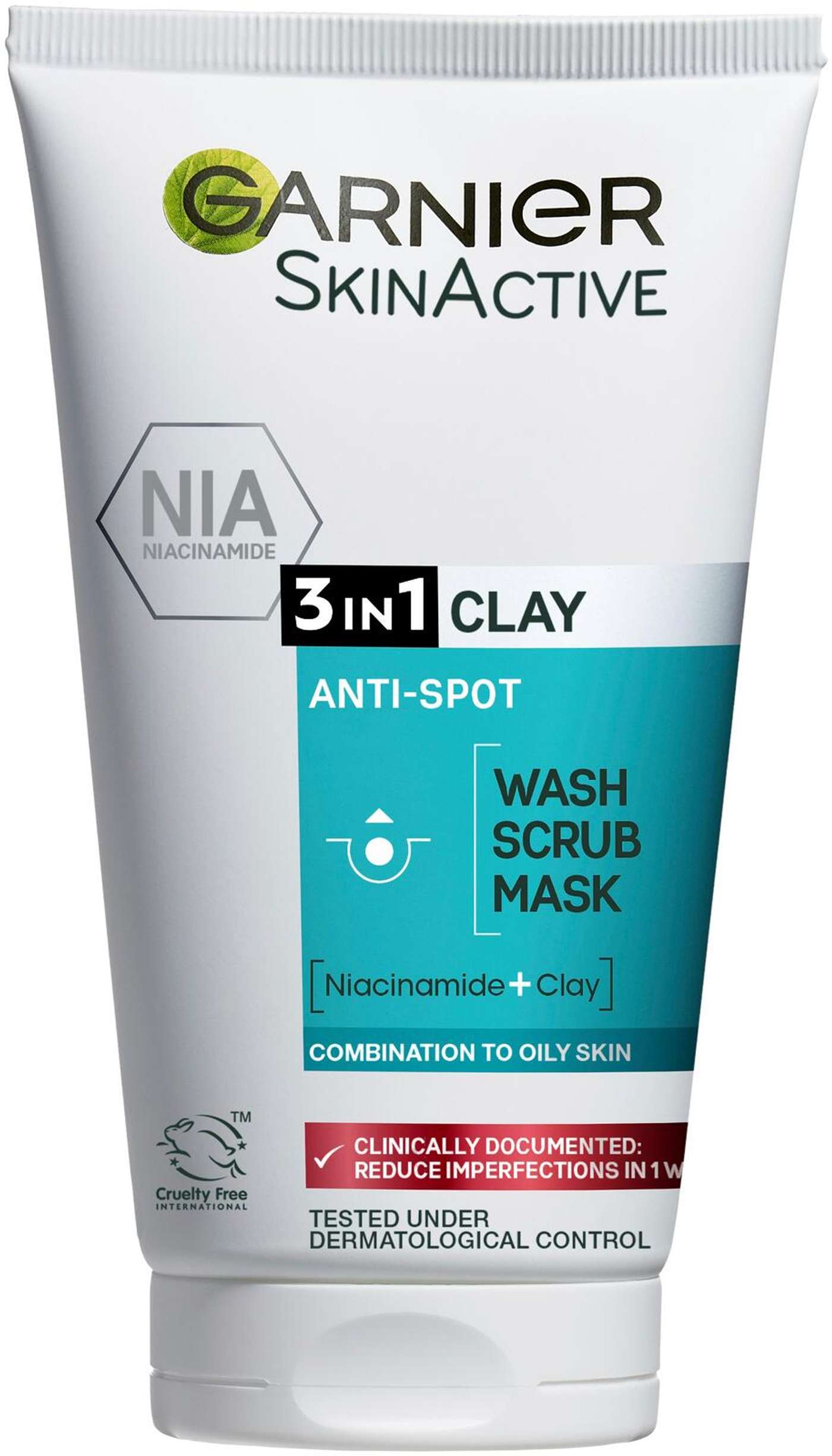 Garnier Skin Active Pure Active 3в1 отшелушивающая очищающая маска 150мл