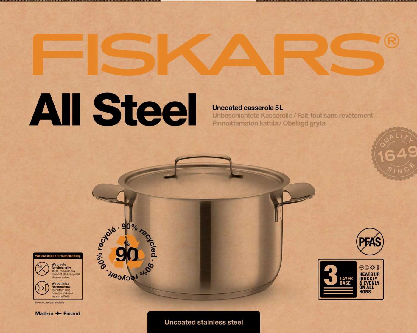 Кастрюля Fiskars All Steel 5, 0л.