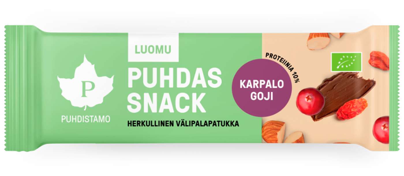Puhistamo Puhdas Snack Органический батончик с ягодами и миндалем 40 г