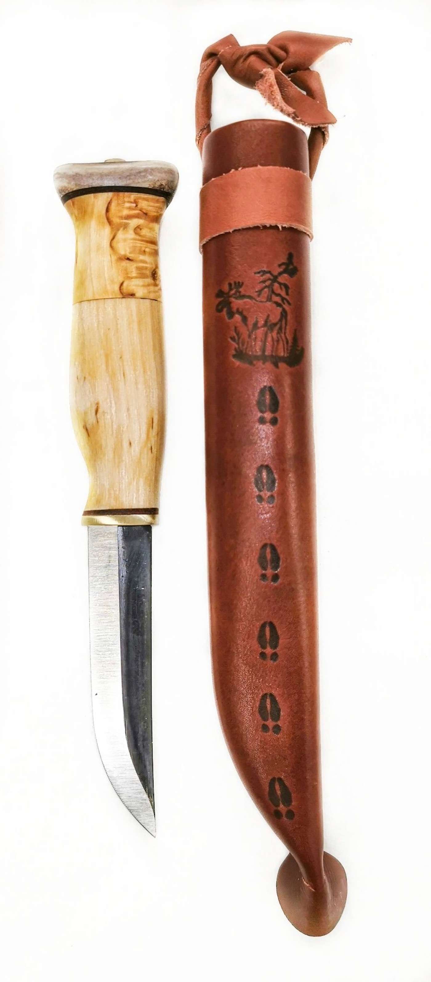 Карманный нож Wood Jewel с наконечником из рога, лезвие из углеродистой стали 9, 5 см