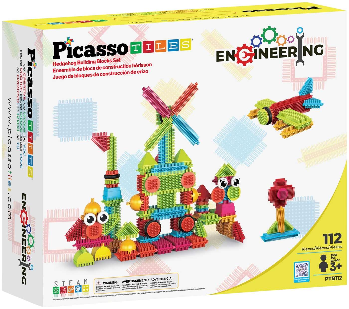 Игрушка PicassoTiles Строительный набор Bristlelock, 112 деталей