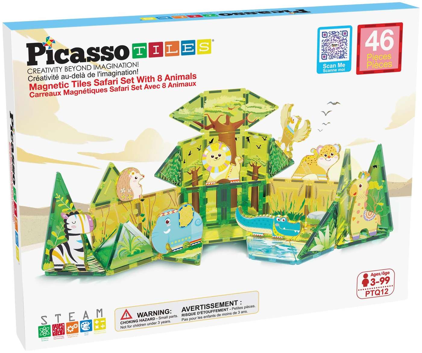 Магнитный конструктор PicassoTiles Safari, 46 деталей