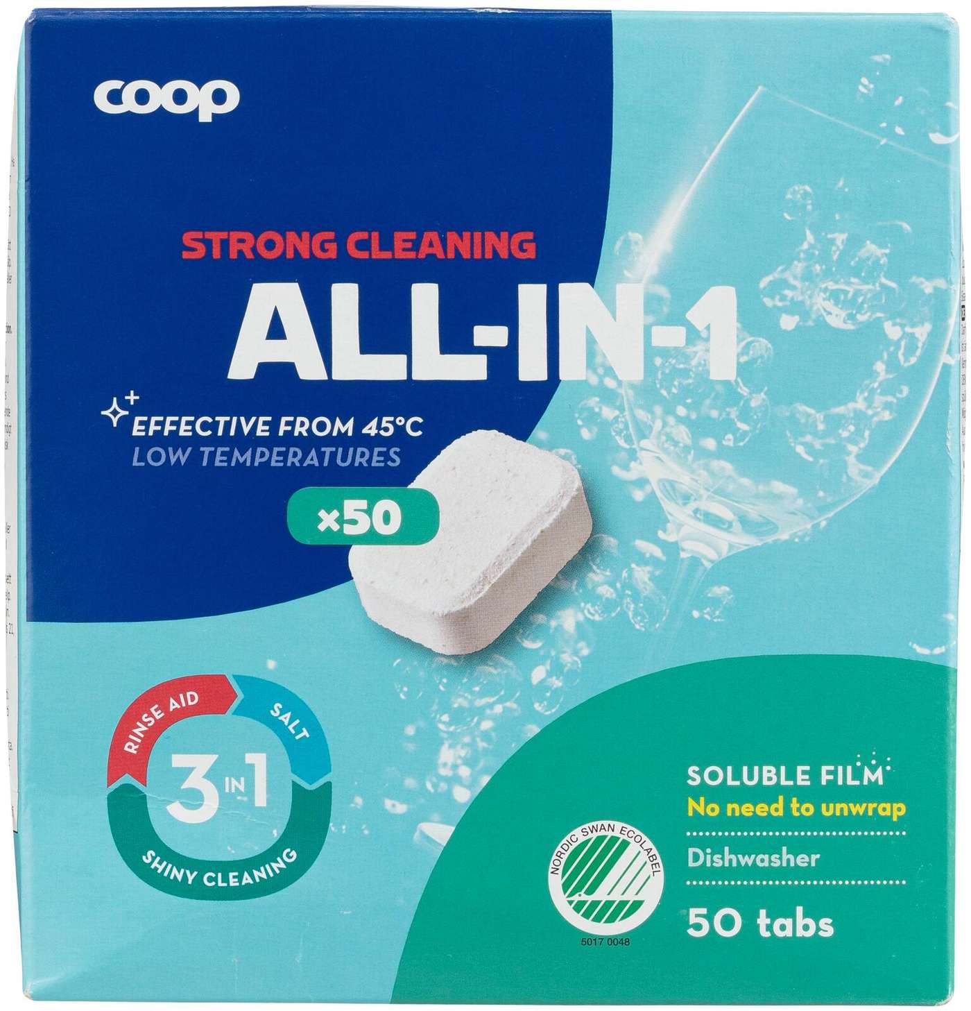 Таблетки для посудомоечной машины Coop All-in-1 50 шт.