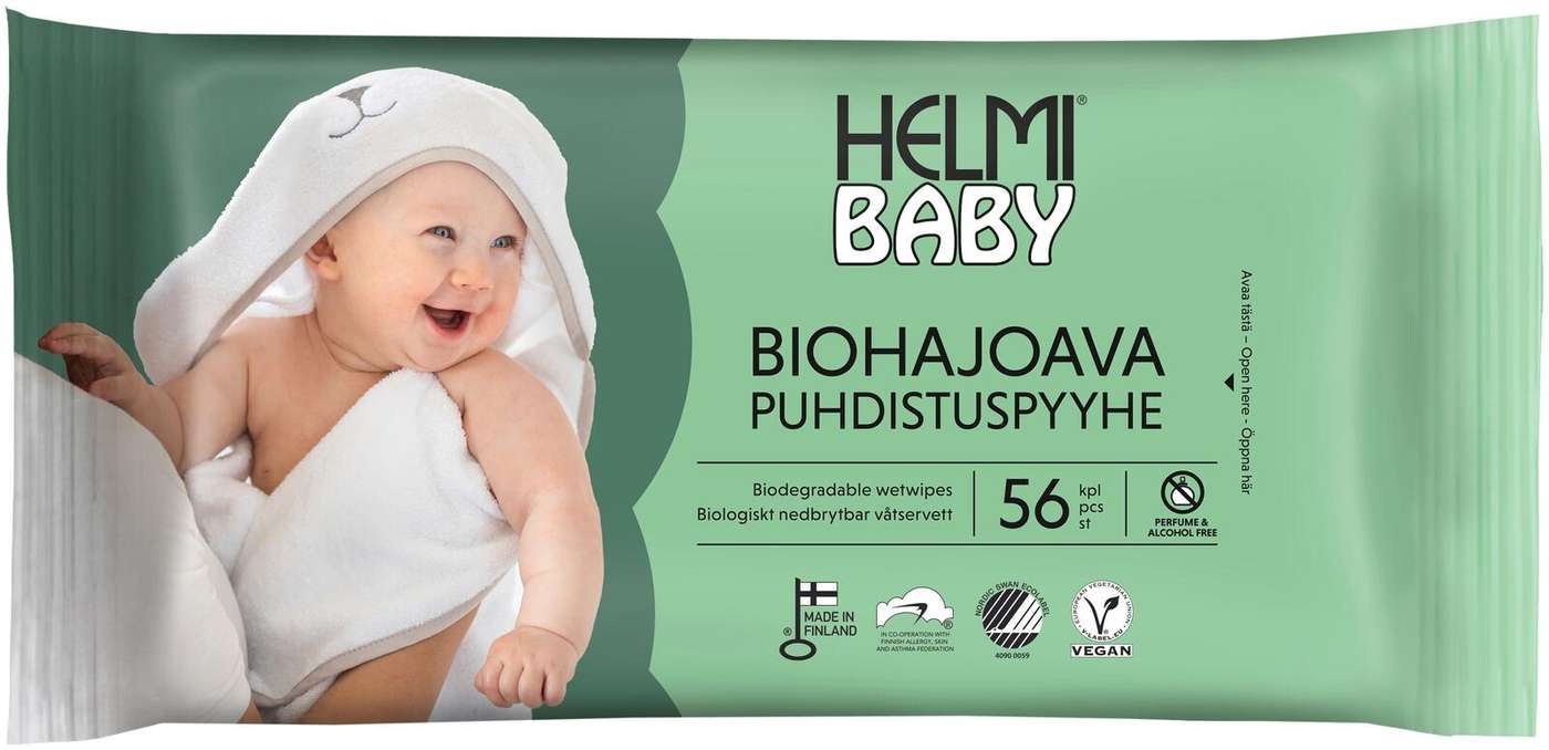 Helmi Baby биоразлагаемое чистящее полотенце 56 шт.