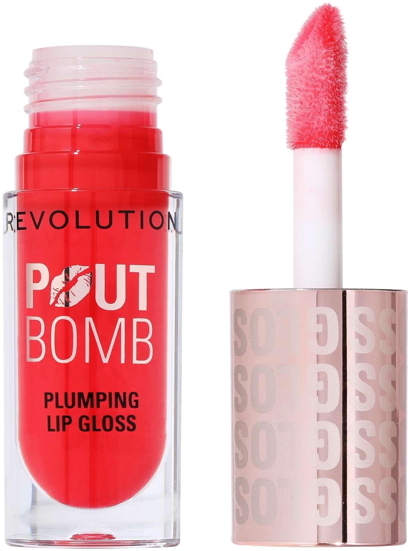 Блеск для губ Revolution Pout Bomb, 4, 6 мл, вишневый, прозрачный красный (цвет вишнёвый чистый красный)