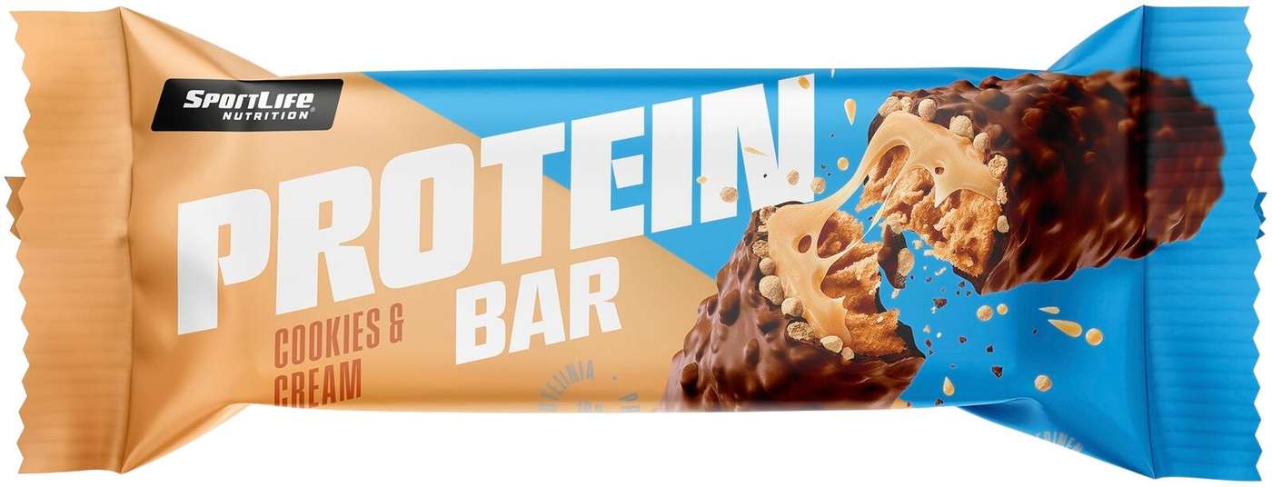 Протеиновый батончик SportLife Nutrition 45 г, протеиновый батончик с печеньем и сливками