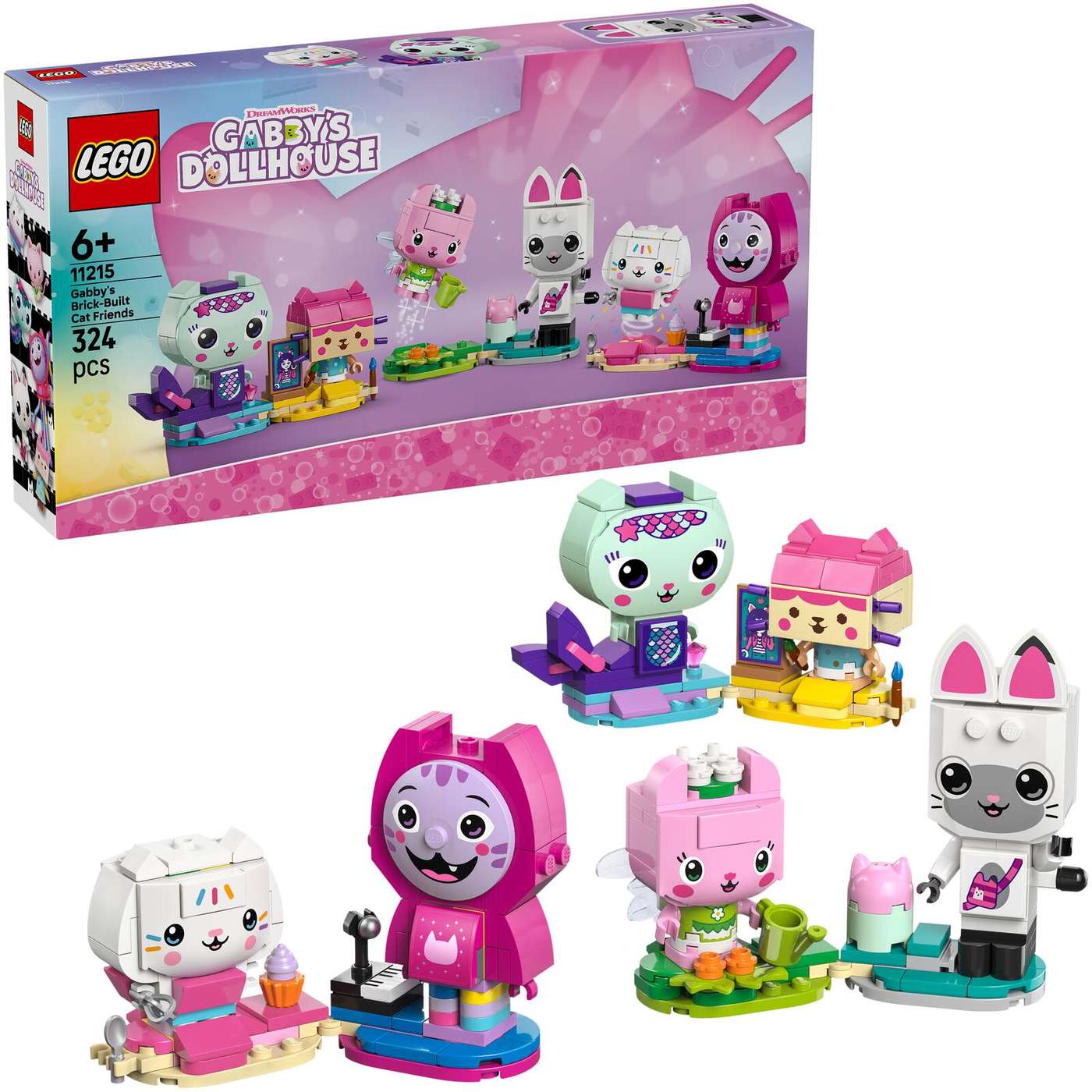 LEGO® Кукольный домик Габби (11215) Сборные кошачьи друзья Габби из кубиков