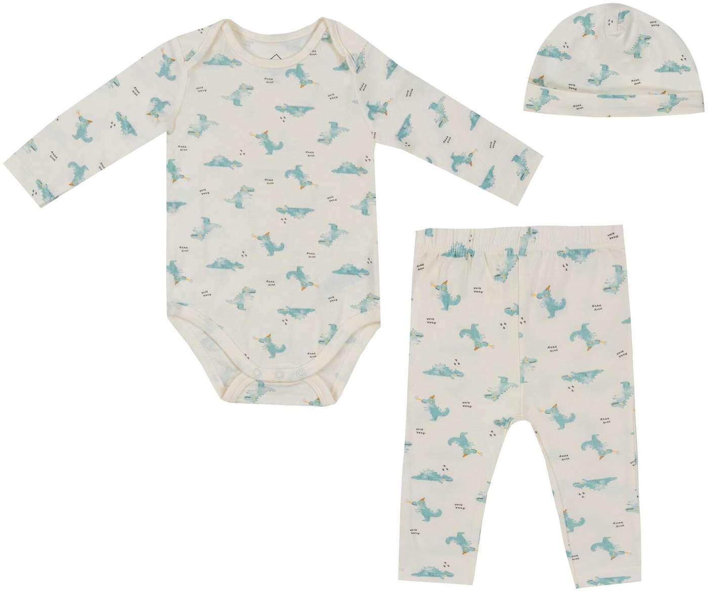 TEX BABY детский комплект из 3 предметов: боди + штанишки + шапочка Dino I980166 (размер 3-6 месяцев, цвет Аква)