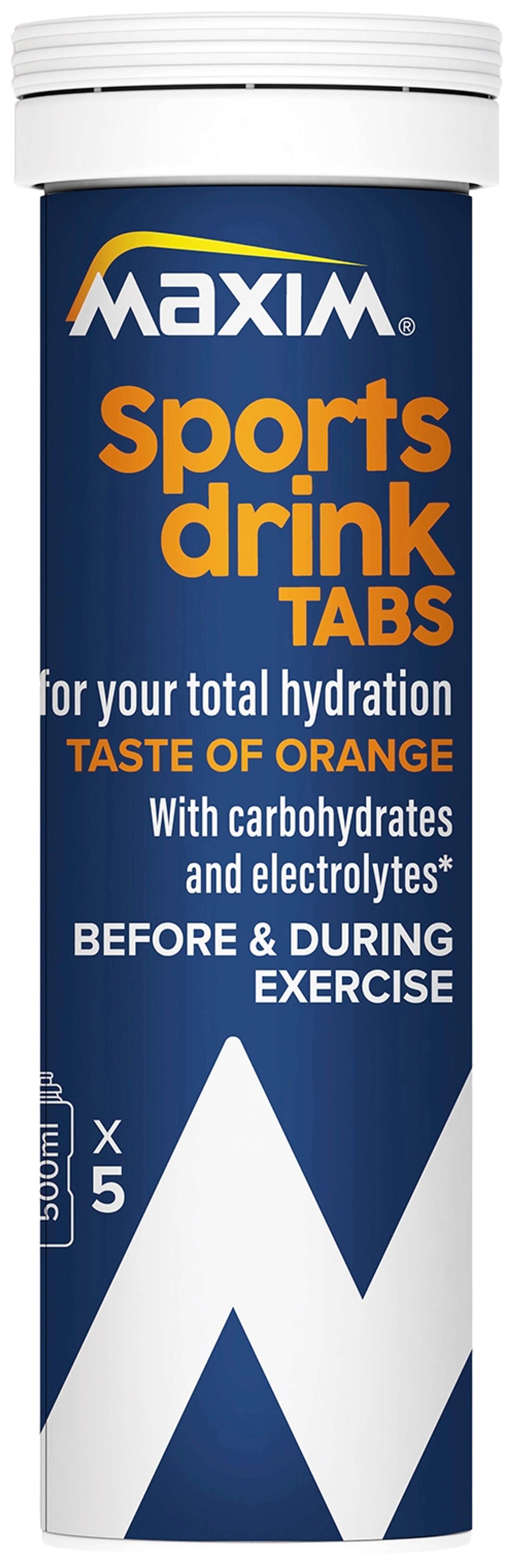 Maxim Total Hydration Шипучие таблетки со вкусом апельсина, содержащие углеводы и электролиты, 100 г