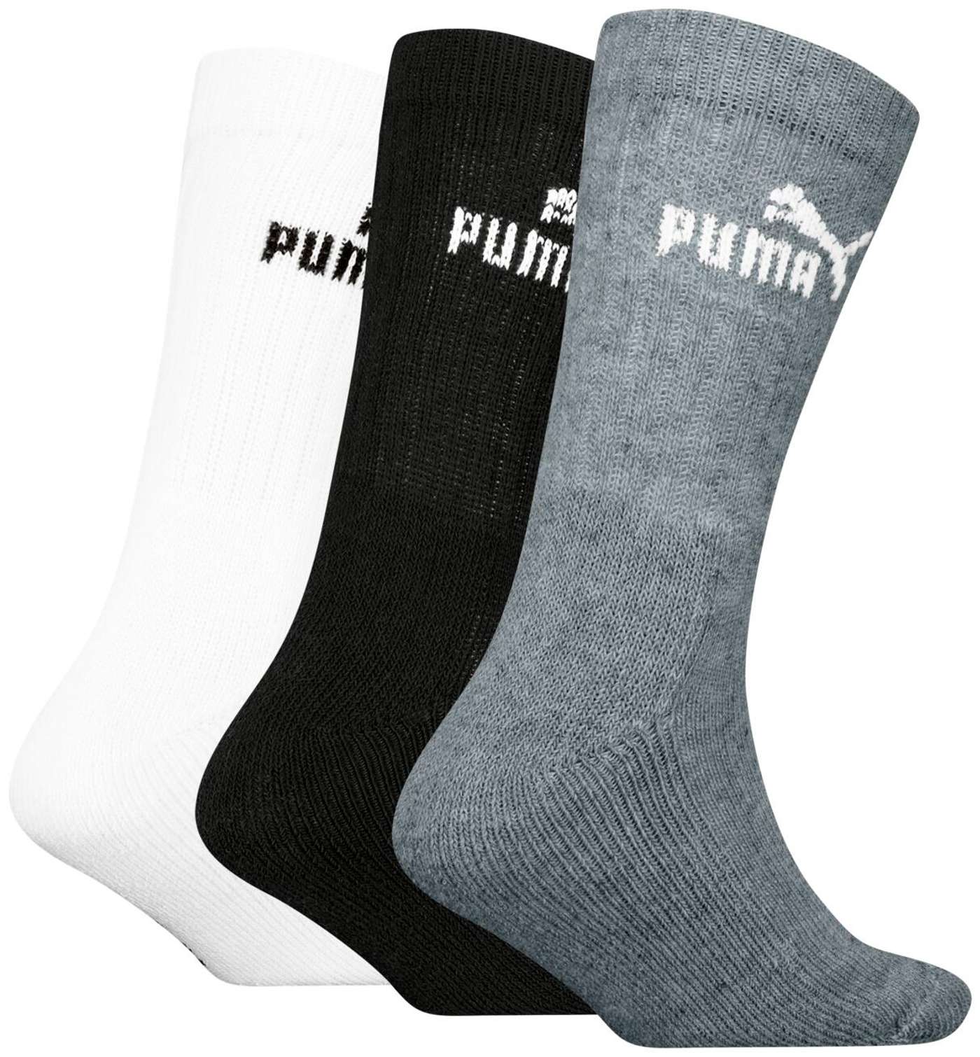 Детские теннисные носки Puma, 3 пары (размер 27 / 30, цвет Черный / Серый / Белый)
