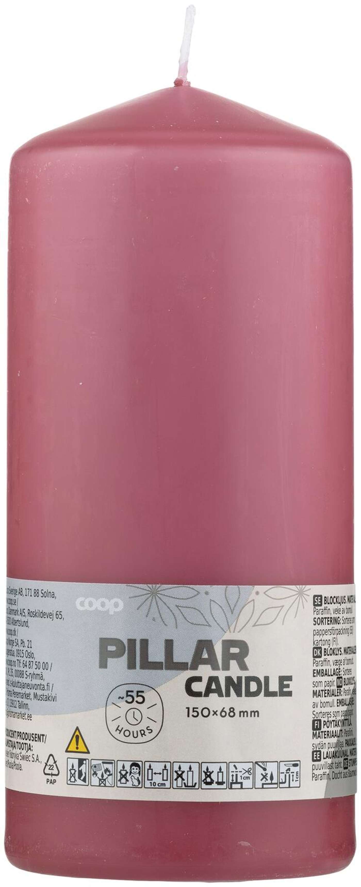 Свеча настольная Coop старый розовый 7х15 см