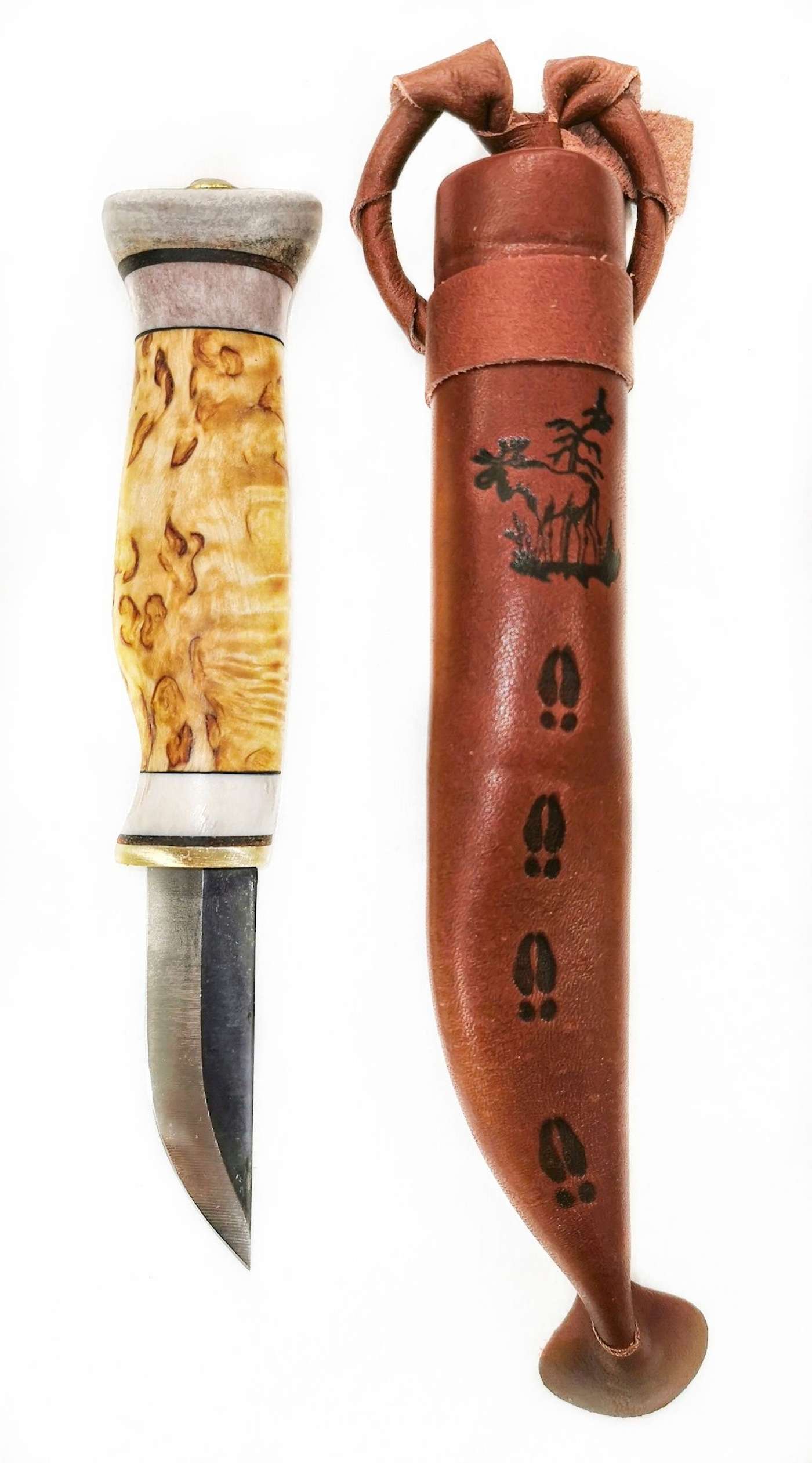Нож для мыла Wood Jewel, маленький, лезвие из углеродистой стали 6, 2 см, рог березы / оленя