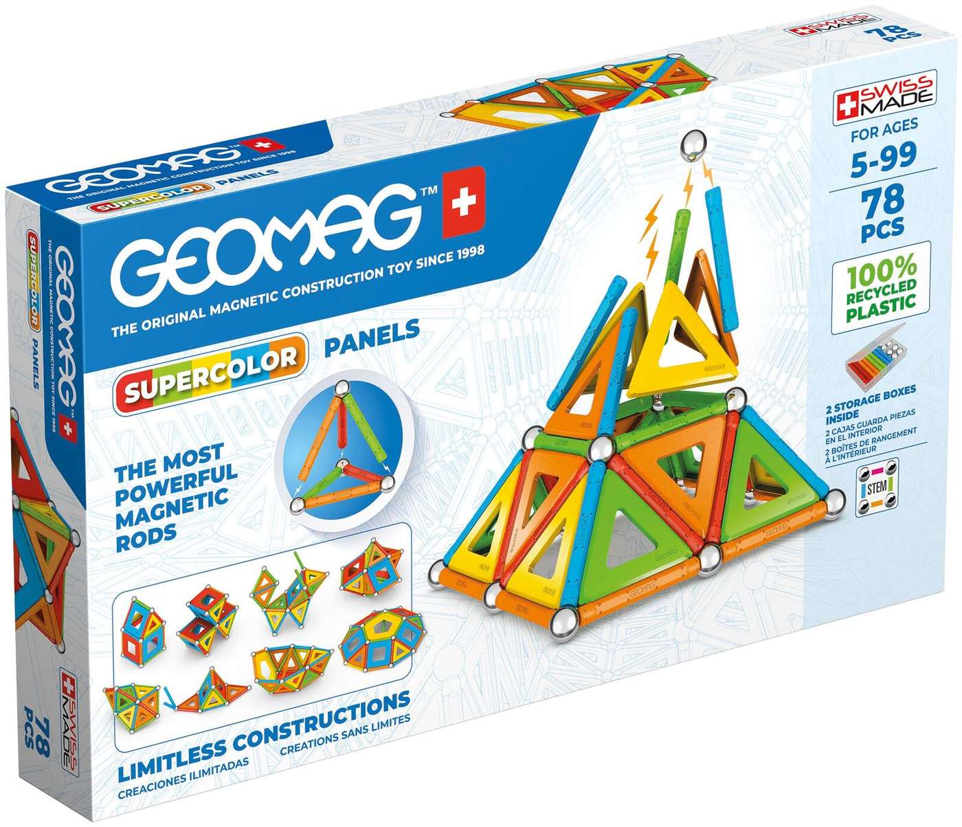 Магнитный конструктор Geomag Supercolor Panels, 78 деталей