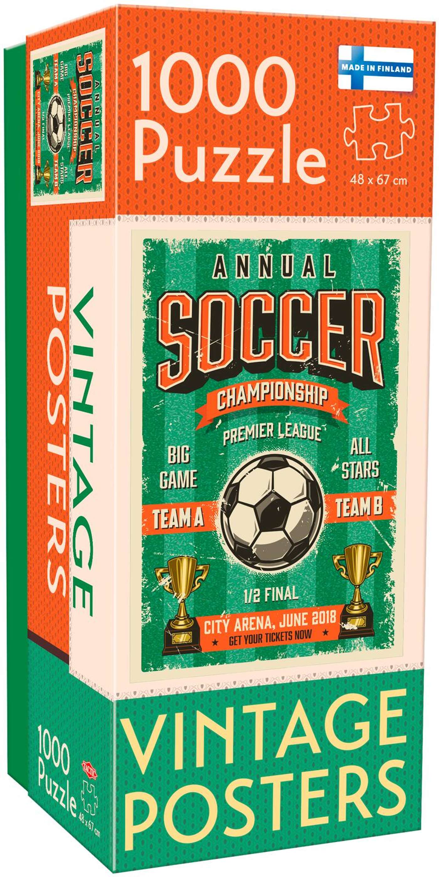 Тактическая головоломка. Винтажные плакаты. Чемпионат по футболу 1000 возвращается.