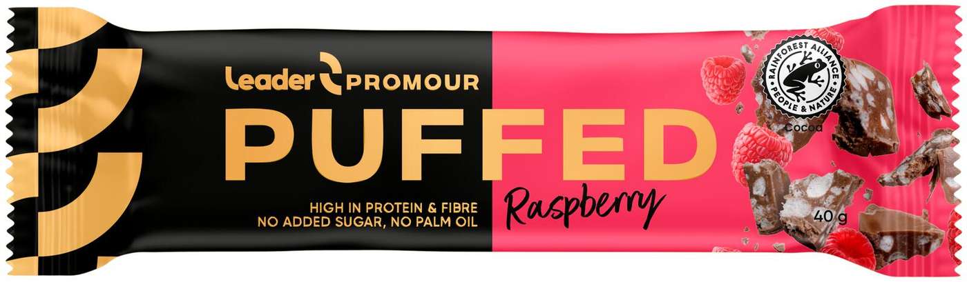 Протеиновый батончик Leader Promour Puffed Raspberry с рисом и шоколадом 40 г