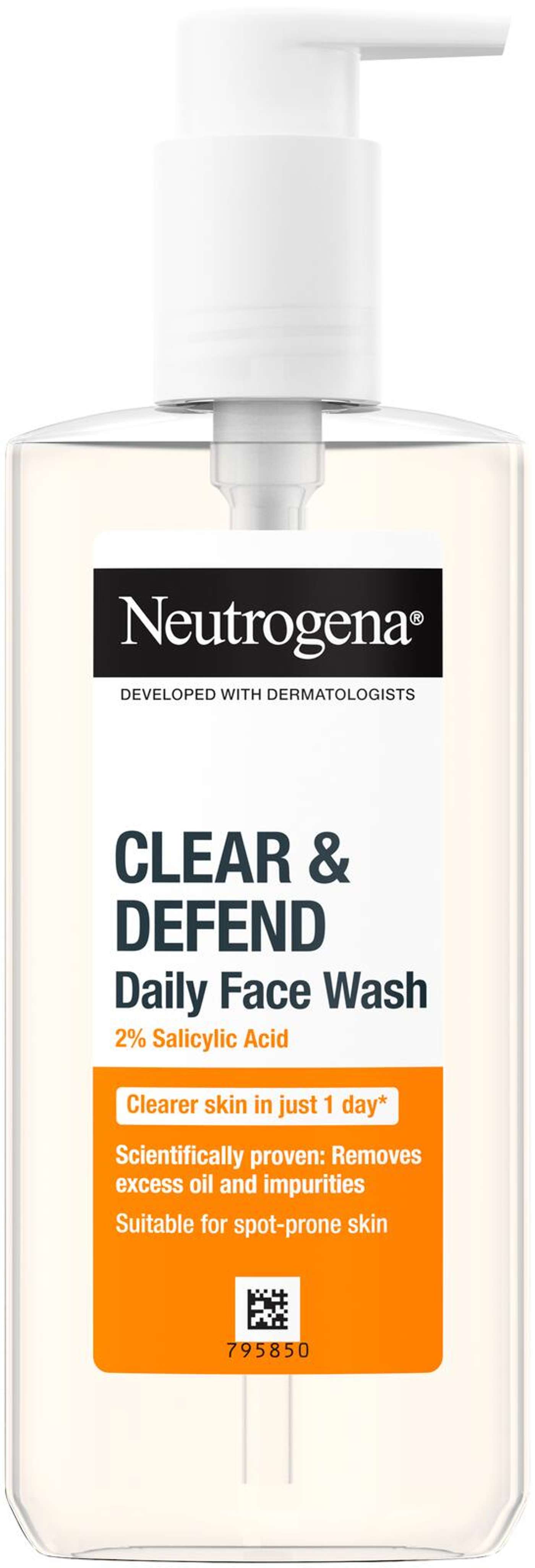 Neutrogena® Clear & Defend 2% гель для умывания с салициловой кислотой, 200 мл
