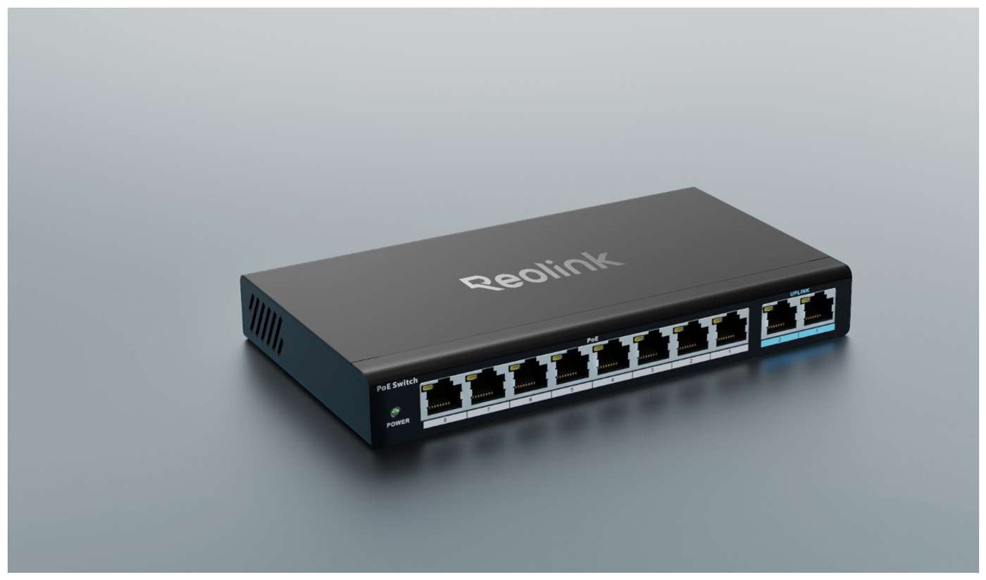 Reolink 10-портовый коммутатор PoE с управлением питанием PoE 120 Вт Черный
