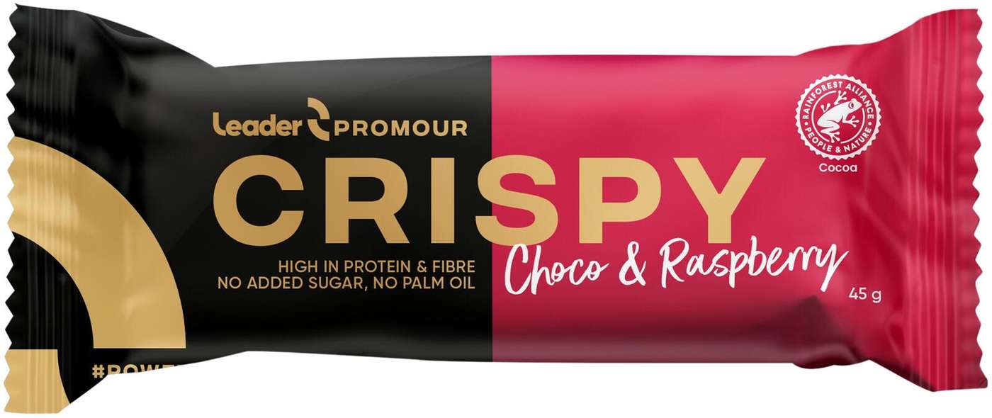 Протеиновый батончик Leader Promour Crispy молочный шоколад и малина 45 г