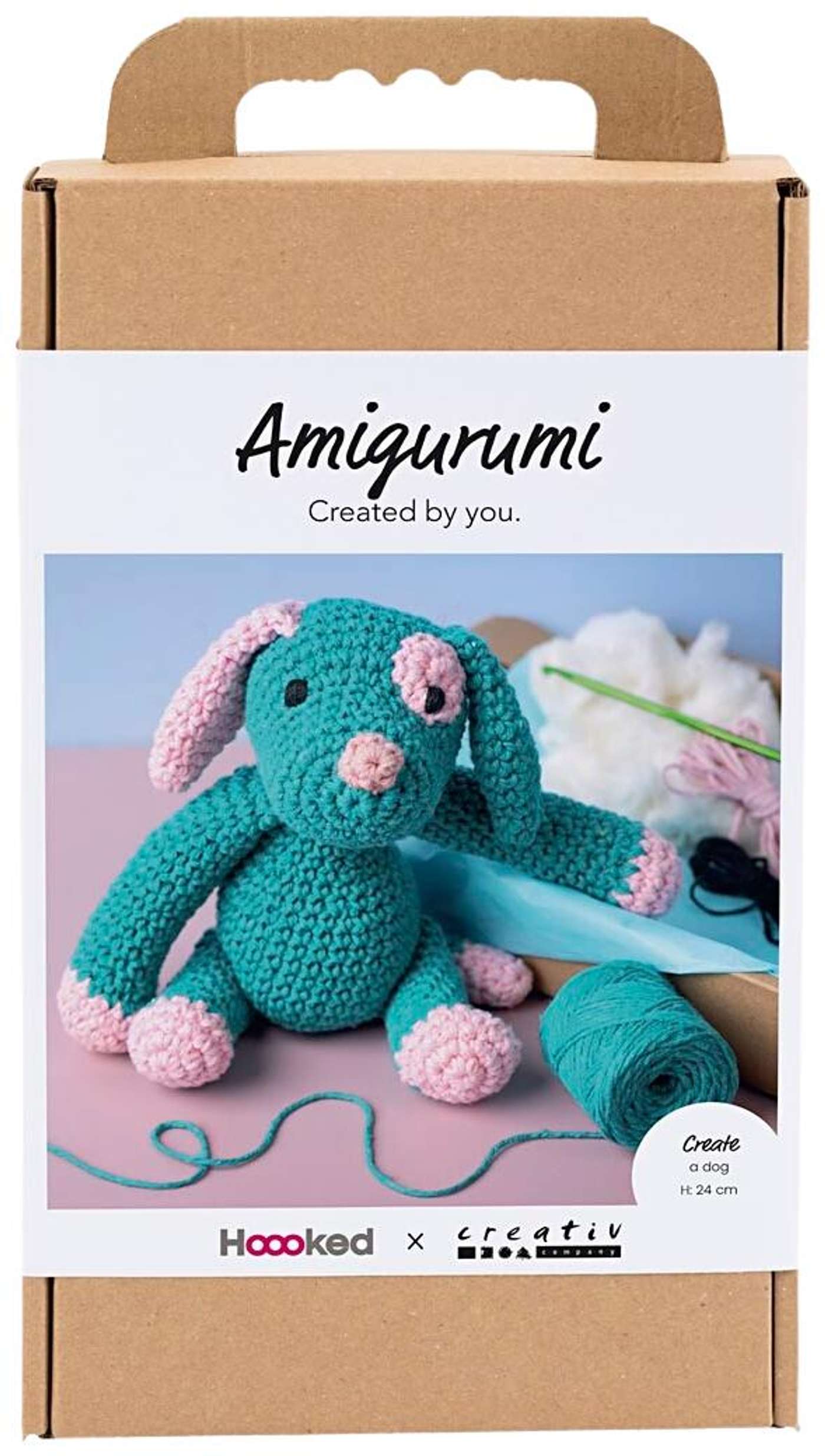 Набор для творчества Amigurumi, Щенок, пастельно-розовый, темно-бирюзовый, 1 упаковка / 1 упаковка