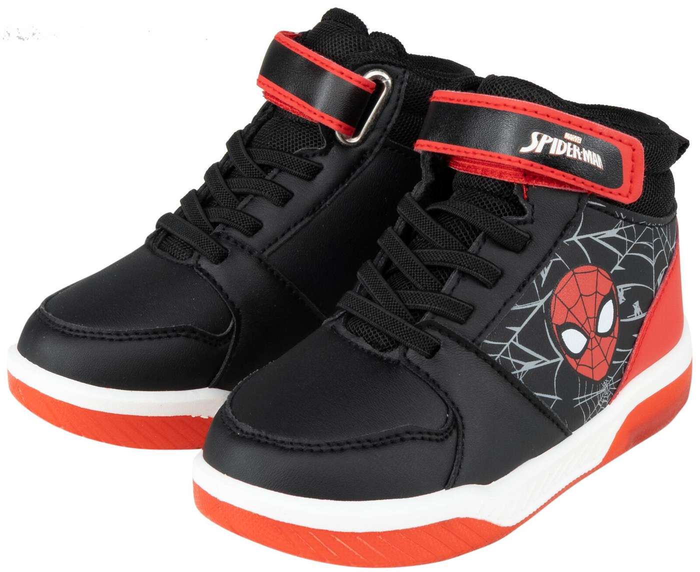 Детские кроссовки средней длины с блестками Spider-Man SP01433 (размер 25, цвет ЧЕРНЫЙ / КРАСНЫЙ)