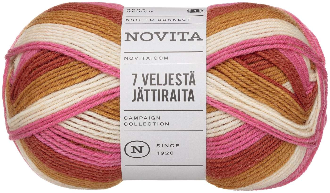 Пряжа Novita 7 Brothers Jättiraita 150 г вечернее солнце 8271 (цвет вечернее солнце)
