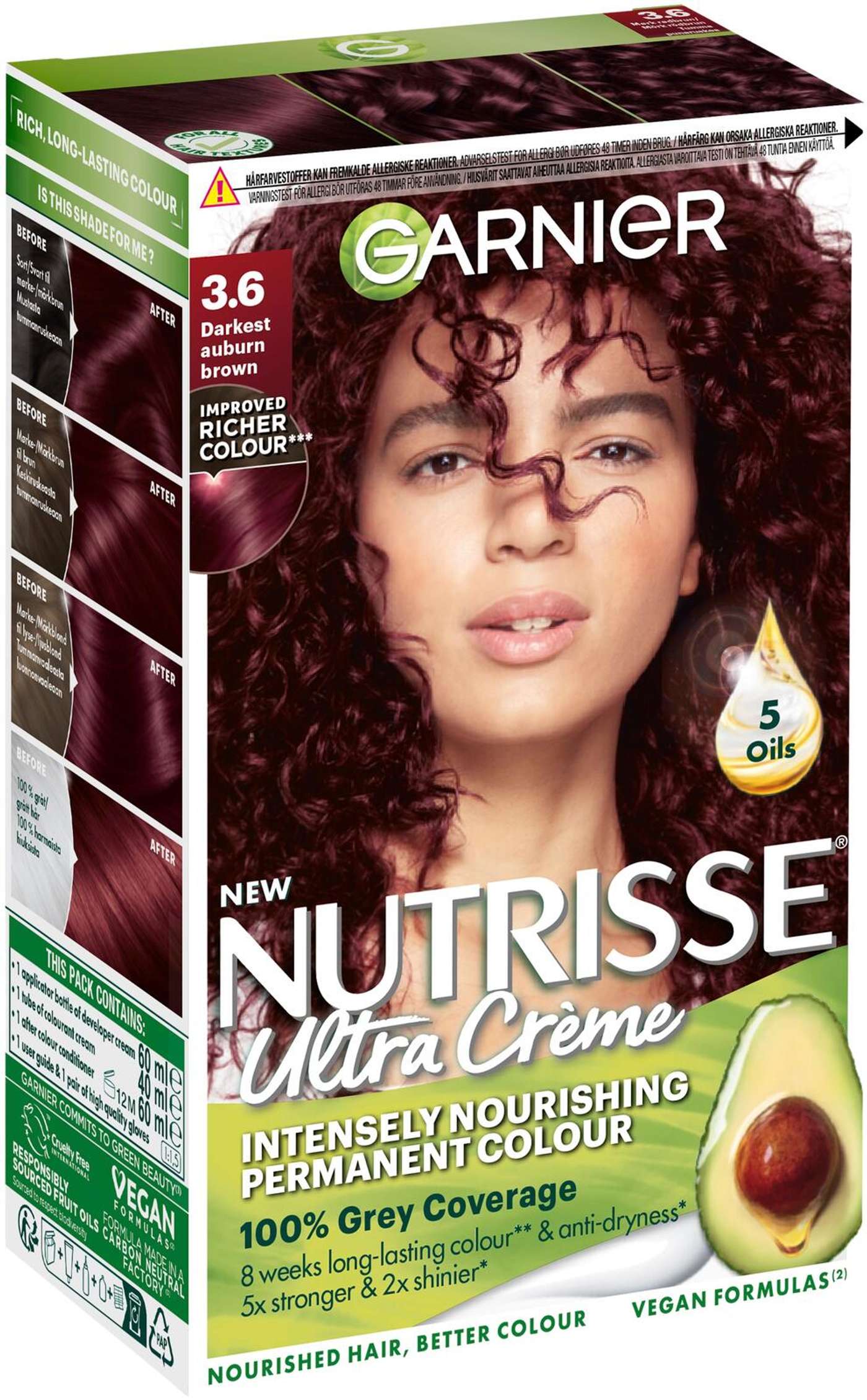 Garnier Nutrisse Ultra Creme 3. 6 Darkest Auburn Brown Стойкая краска 1 шт. (цвет Самый темный темно-рыжий коричневый)