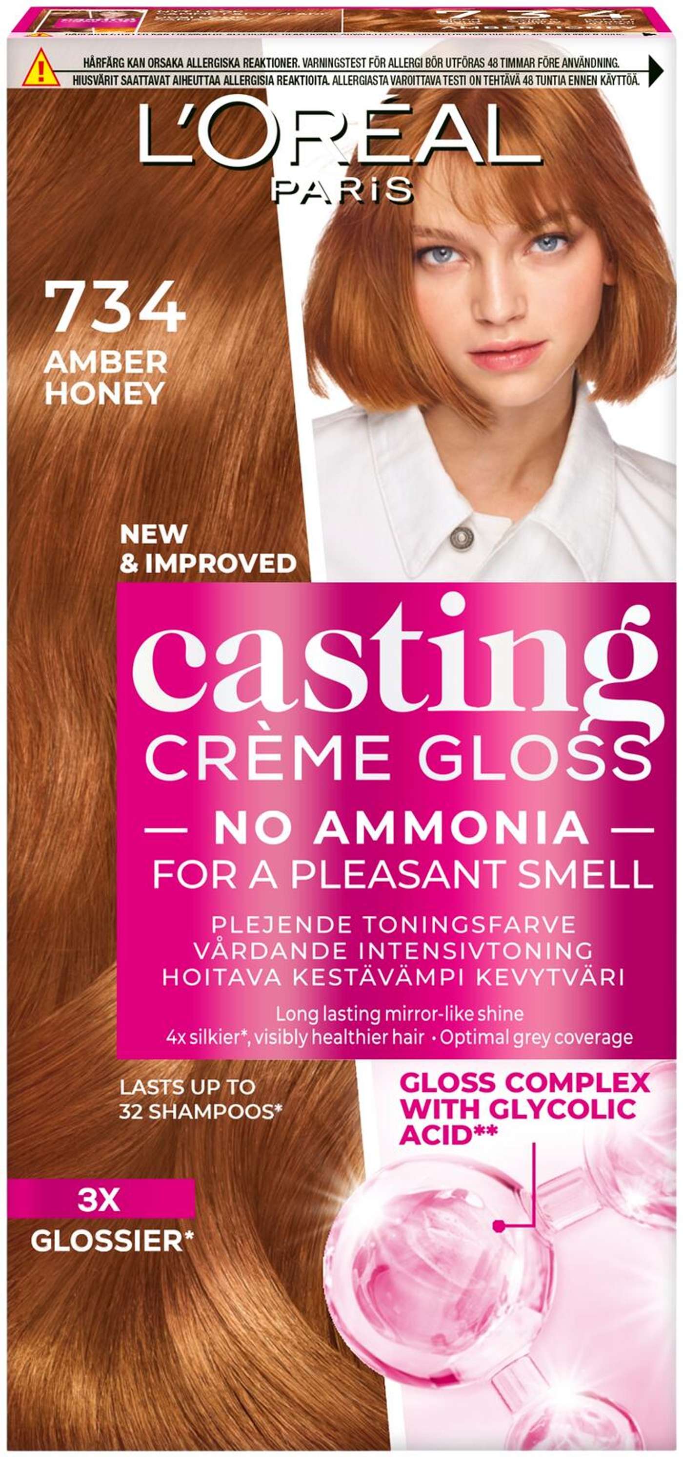 L'Oréal Paris Casting Crème Gloss 734 Янтарный мед полуперманентная краска для нормальных волос 1 шт. (цвет Янтарный мед)