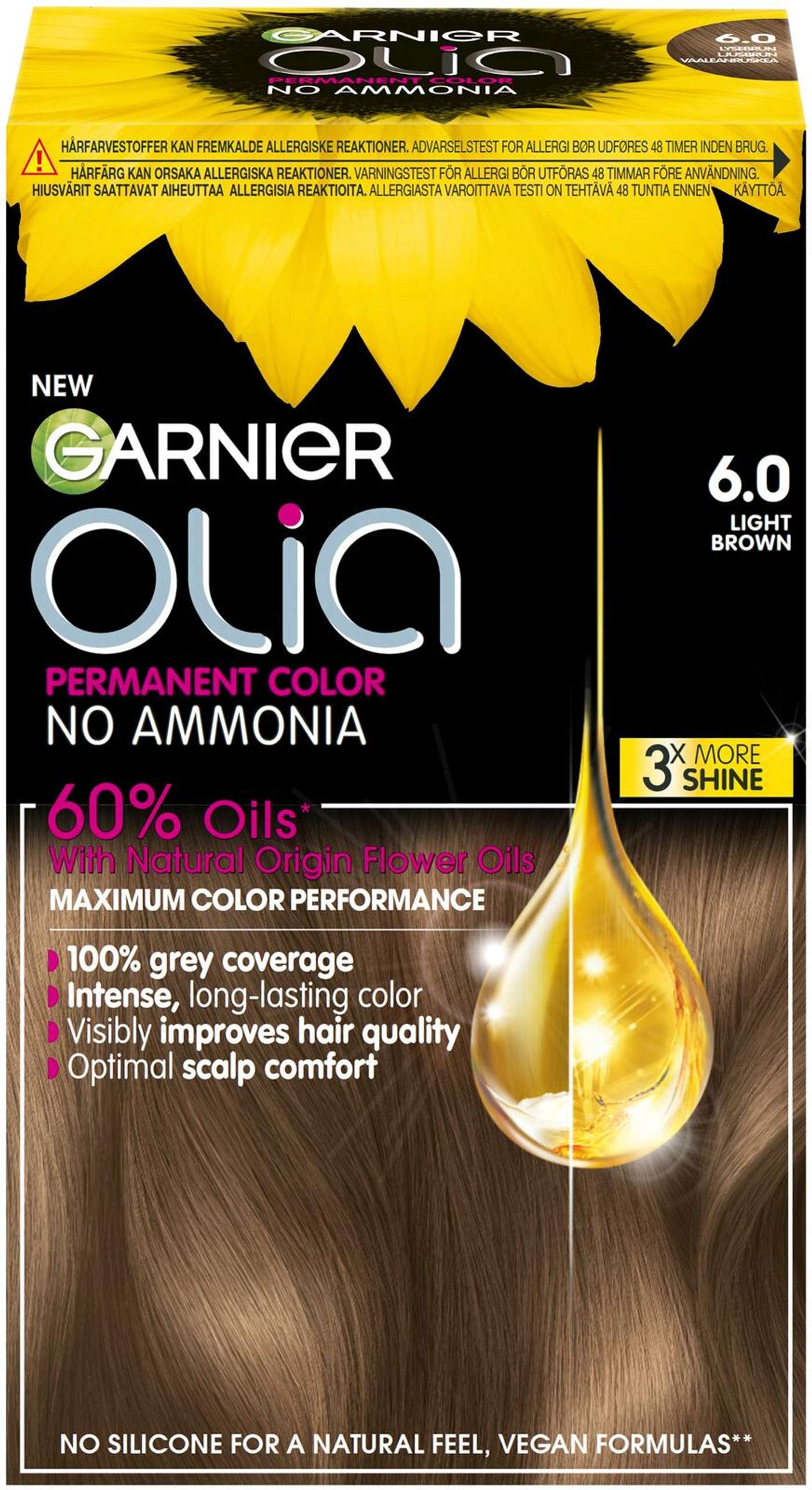Перманентная краска Garnier Olia 6. 0 Светло-коричневый 174мл (цвет Светло-коричневый)