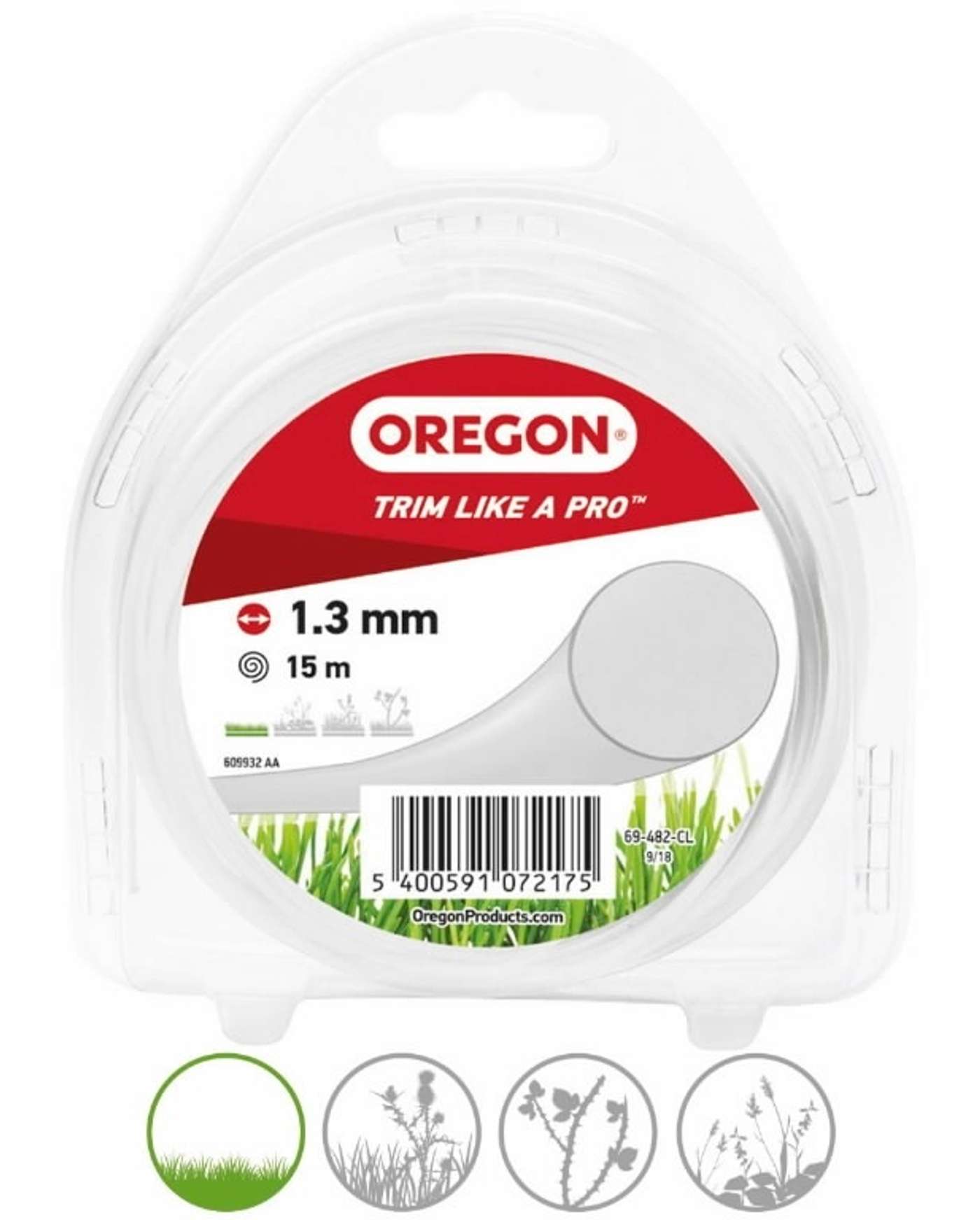 Леска для триммера травы Oregon 1, 3 мм 15 м